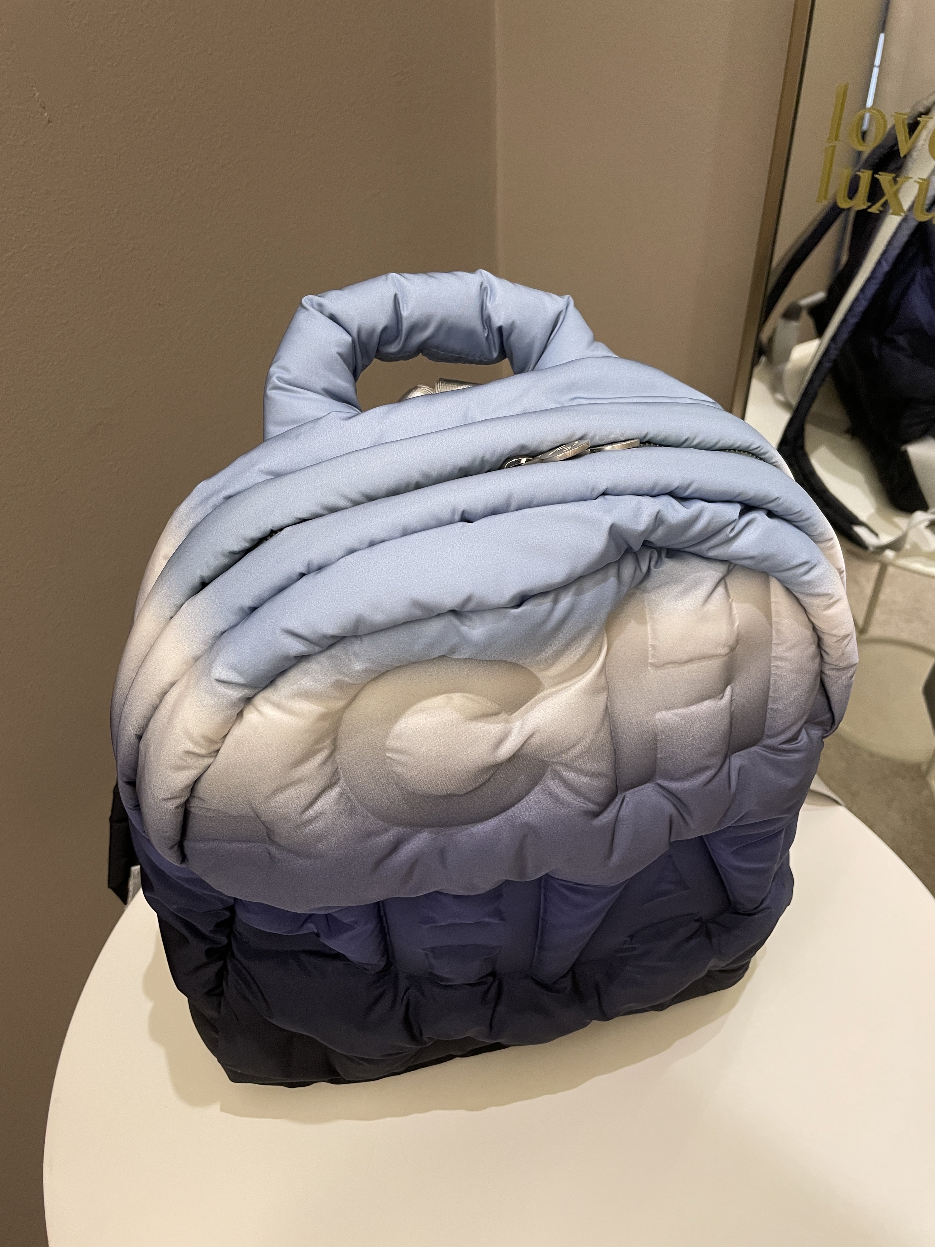 Chanel 18P Doudoune Backpack  Ombre Blue Nylon