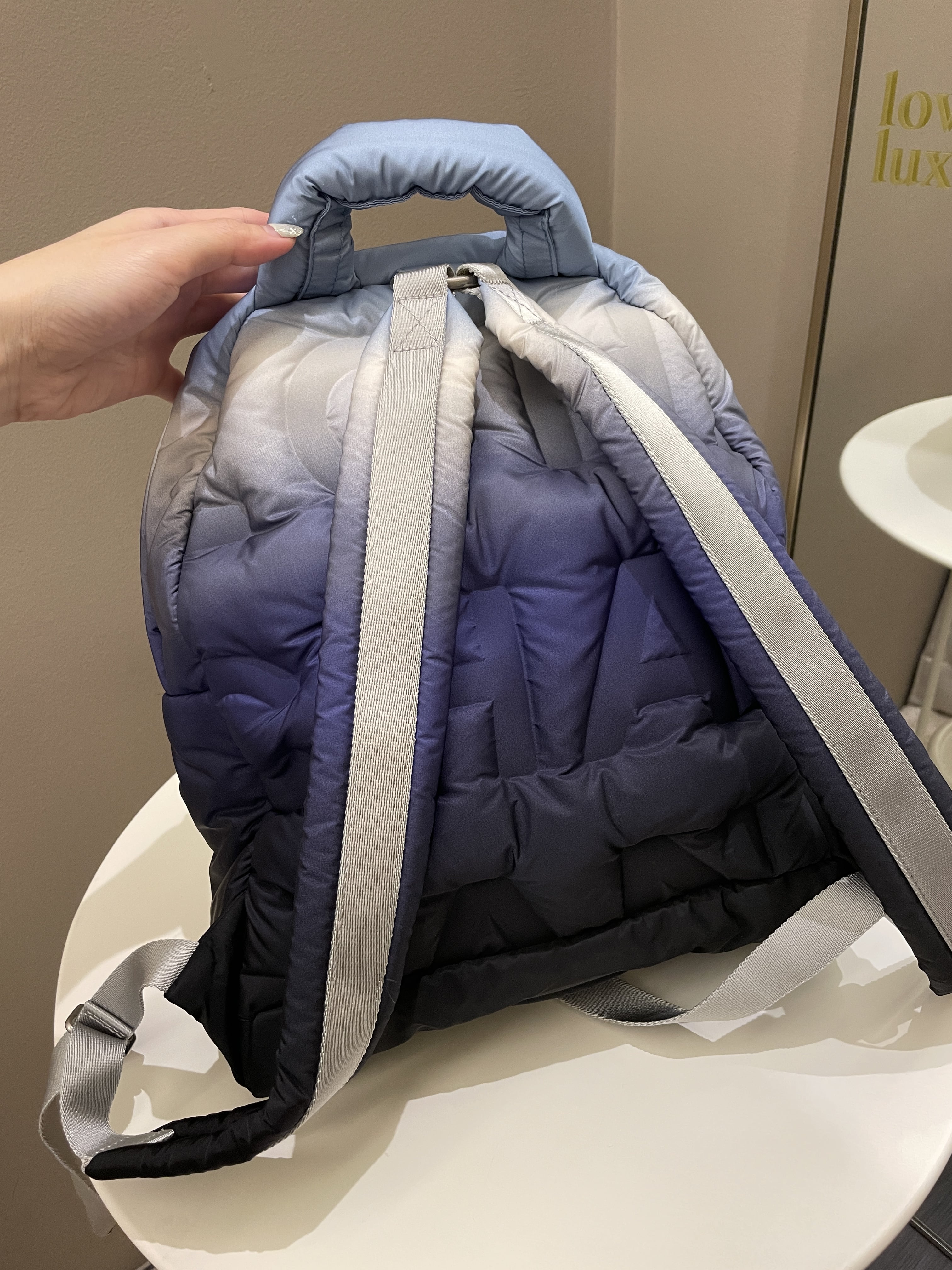 Chanel 18P Doudoune Backpack  Ombre Blue Nylon