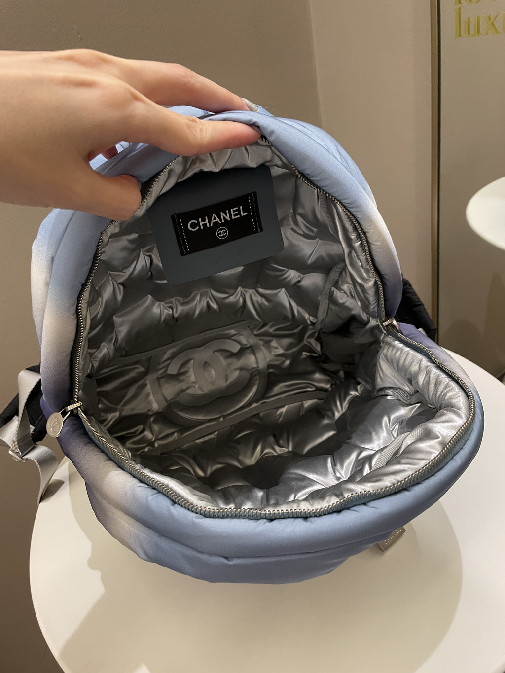 Chanel 18P Doudoune Backpack  Ombre Blue Nylon