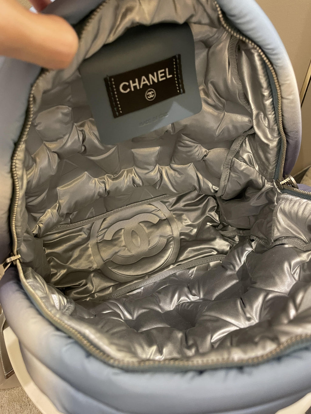 Chanel 18P Doudoune Backpack  Ombre Blue Nylon