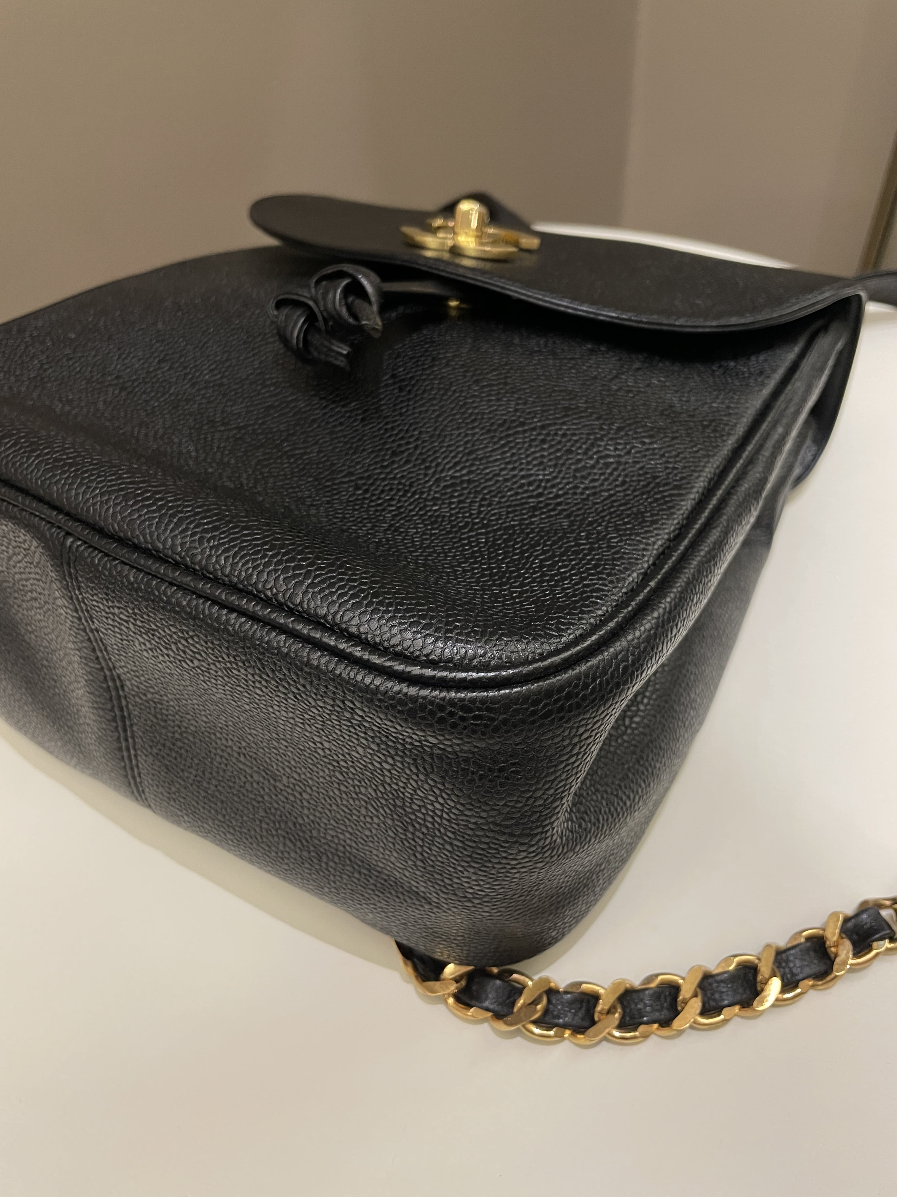 Chanel Vintage Cc Backpack  Black Caviar