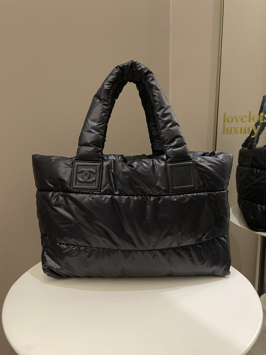 Chanel Coco Cocoon Reversible Tote Black Burgundy