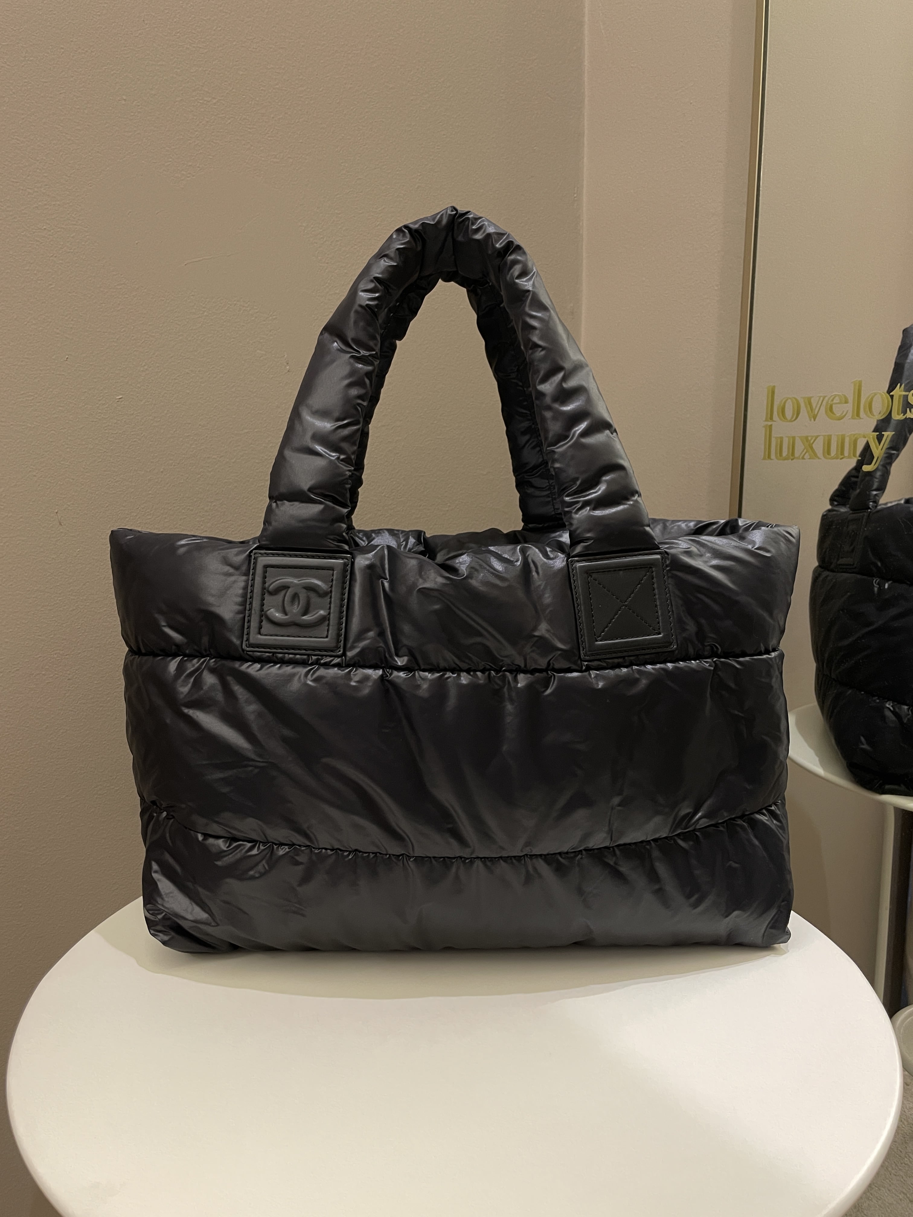 Chanel Coco Cocoon Reversible Tote Black Burgundy