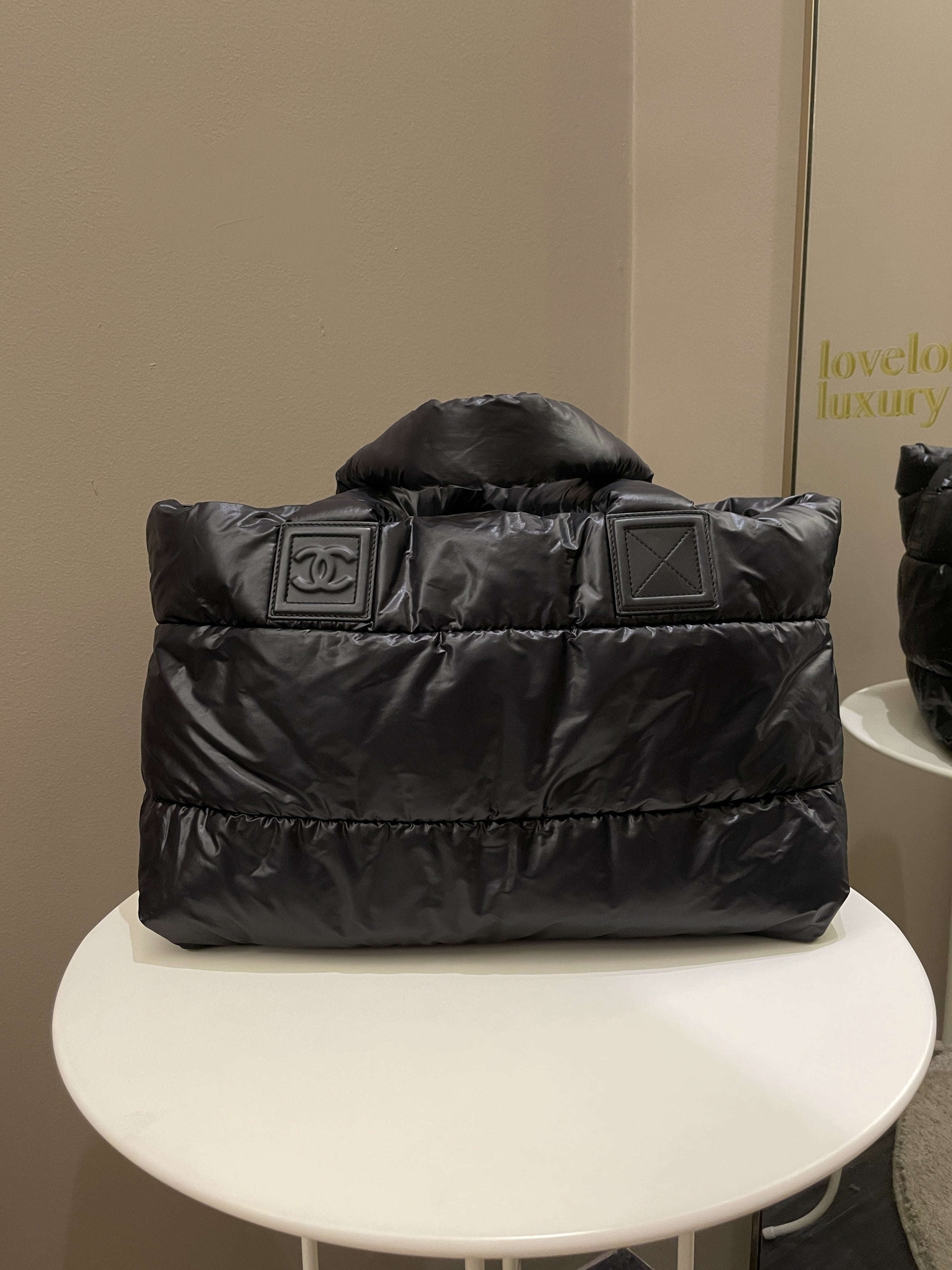 Chanel Coco Cocoon Reversible Tote Black Burgundy