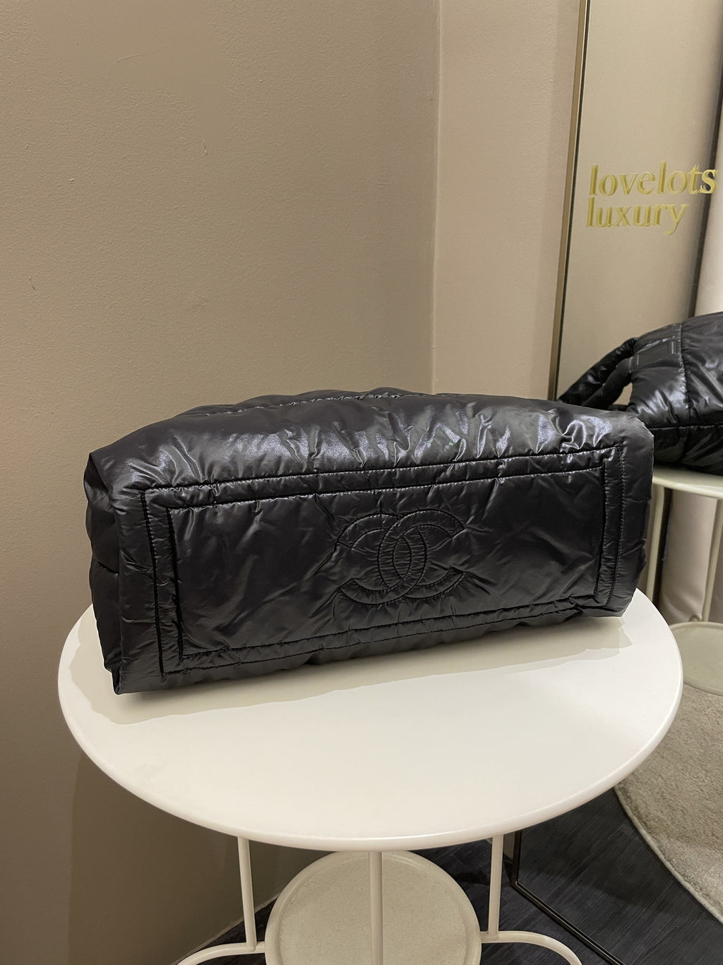 Chanel Coco Cocoon Reversible Tote Black Burgundy