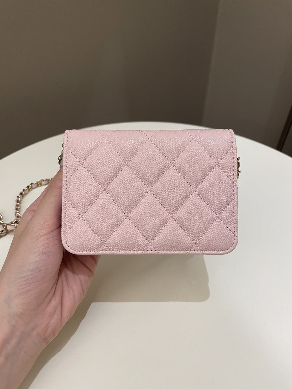 Chanel 22S Quilted Clutch On Chain Rose Claire Caviar