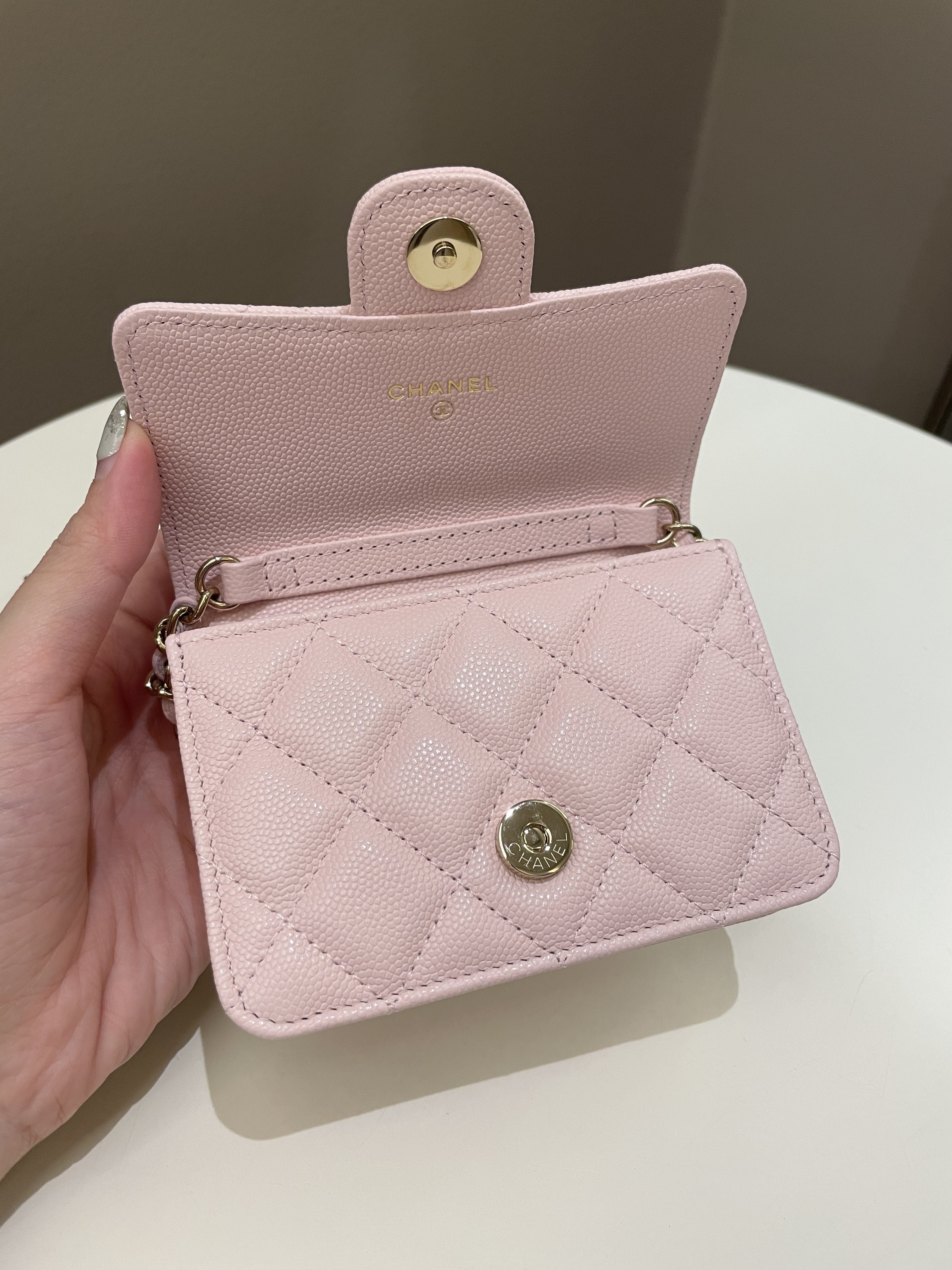 Chanel 22S Quilted Clutch On Chain Rose Claire Caviar