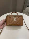 Chanel 23P Business Affinity Top Handle Vanity Rectangular Tan Caviar