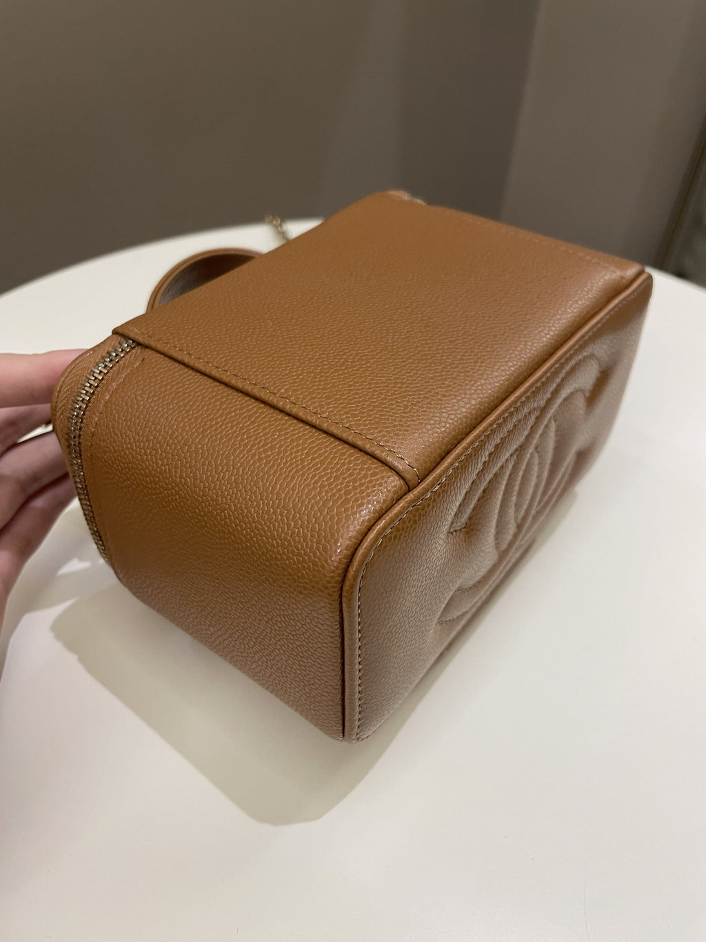 Chanel 23P Business Affinity Top Handle Vanity Rectangular Tan Caviar