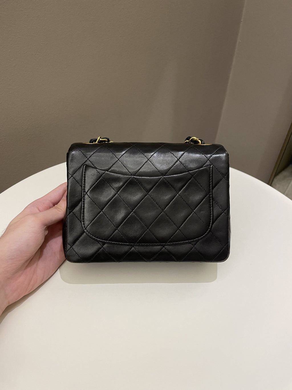 Chanel Vintage Classic Quilted Mini Square Black Lambskin