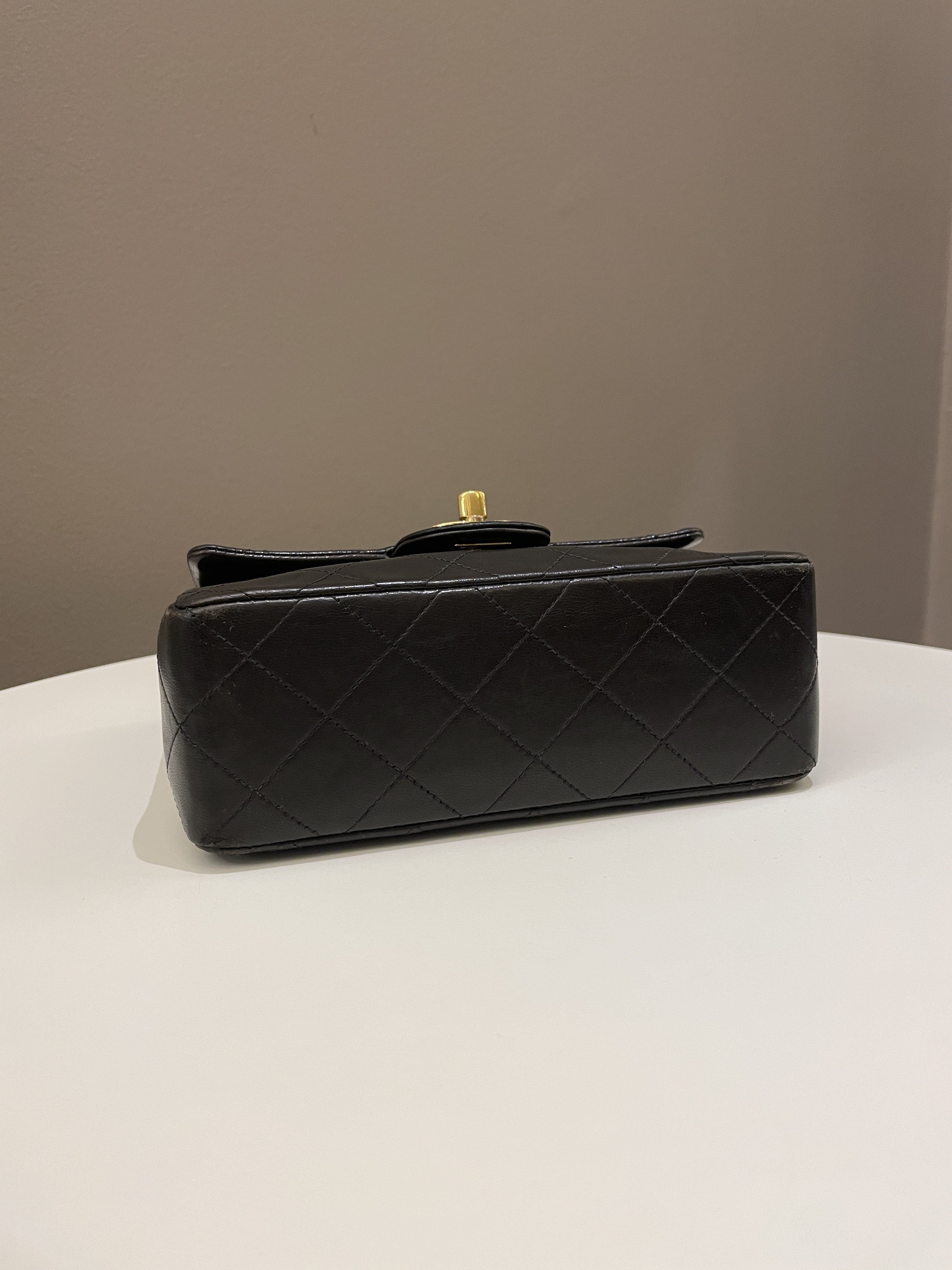 Chanel Vintage Classic Quilted Mini Square Black Lambskin