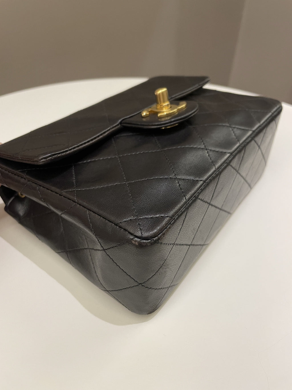 Chanel Vintage Classic Quilted Mini Square Black Lambskin