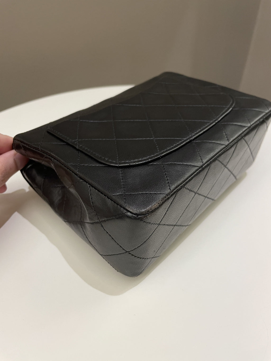 Chanel Vintage Classic Quilted Mini Square Black Lambskin