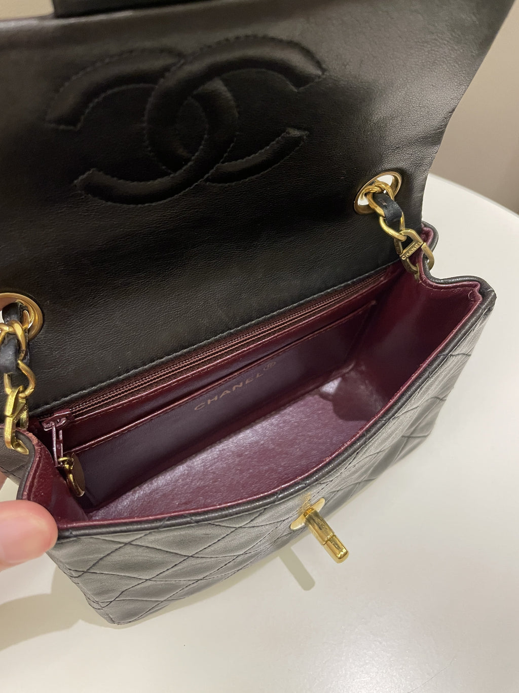 Chanel Vintage Classic Quilted Mini Square Black Lambskin