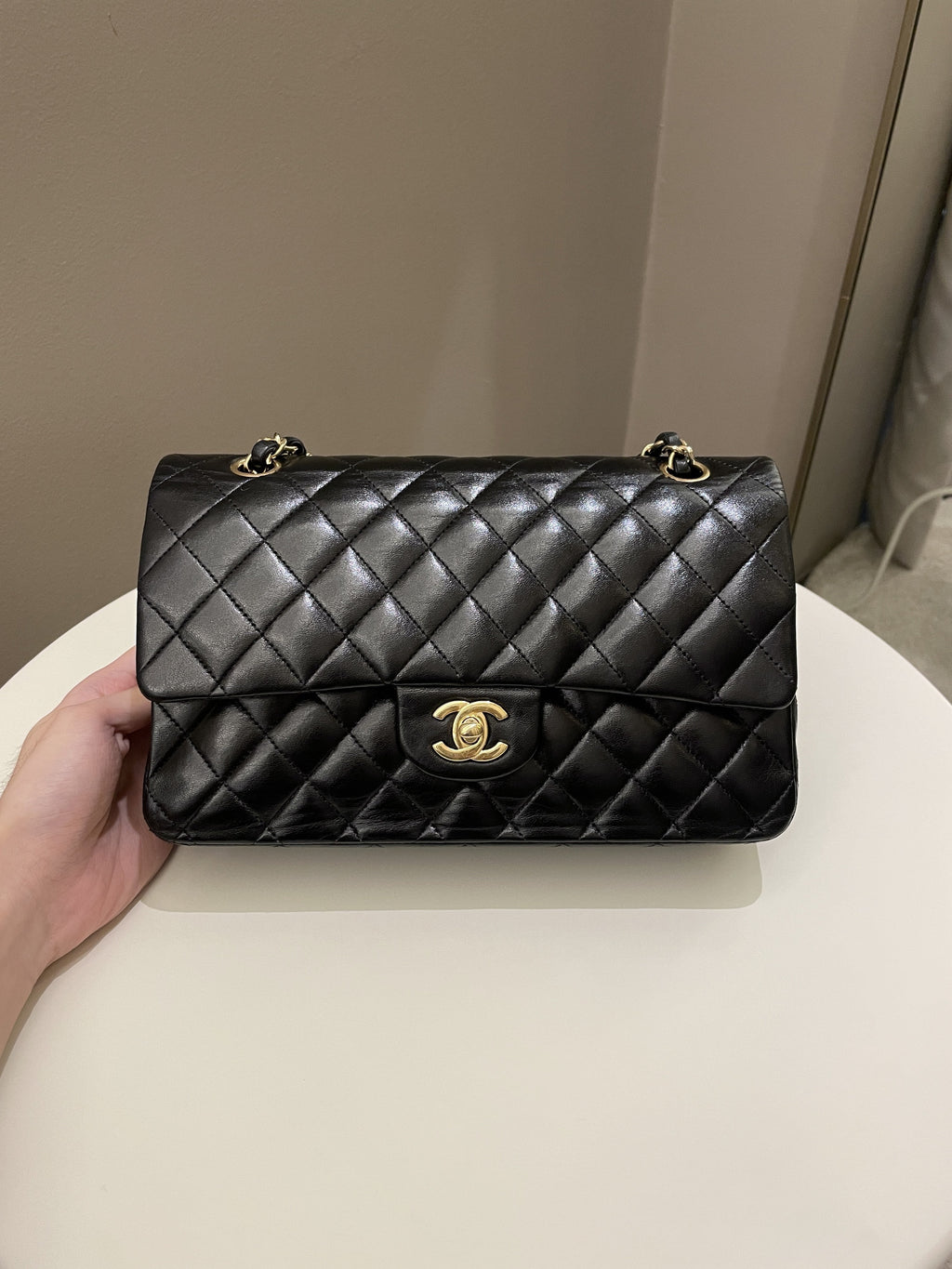 Chanel Classic Quilted Medium Double Flap Black Lambskin