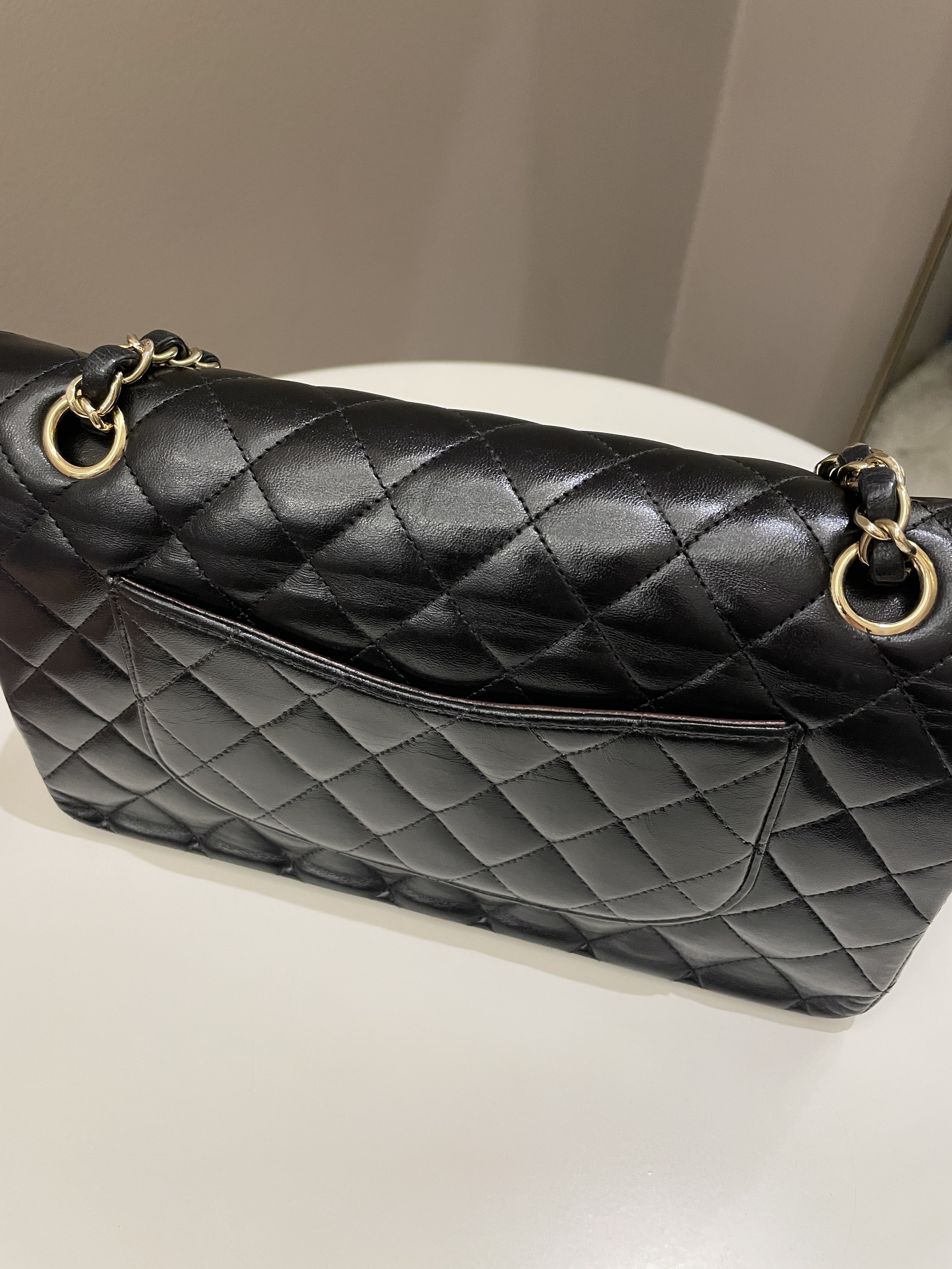 Chanel Classic Quilted Medium Double Flap Black Lambskin