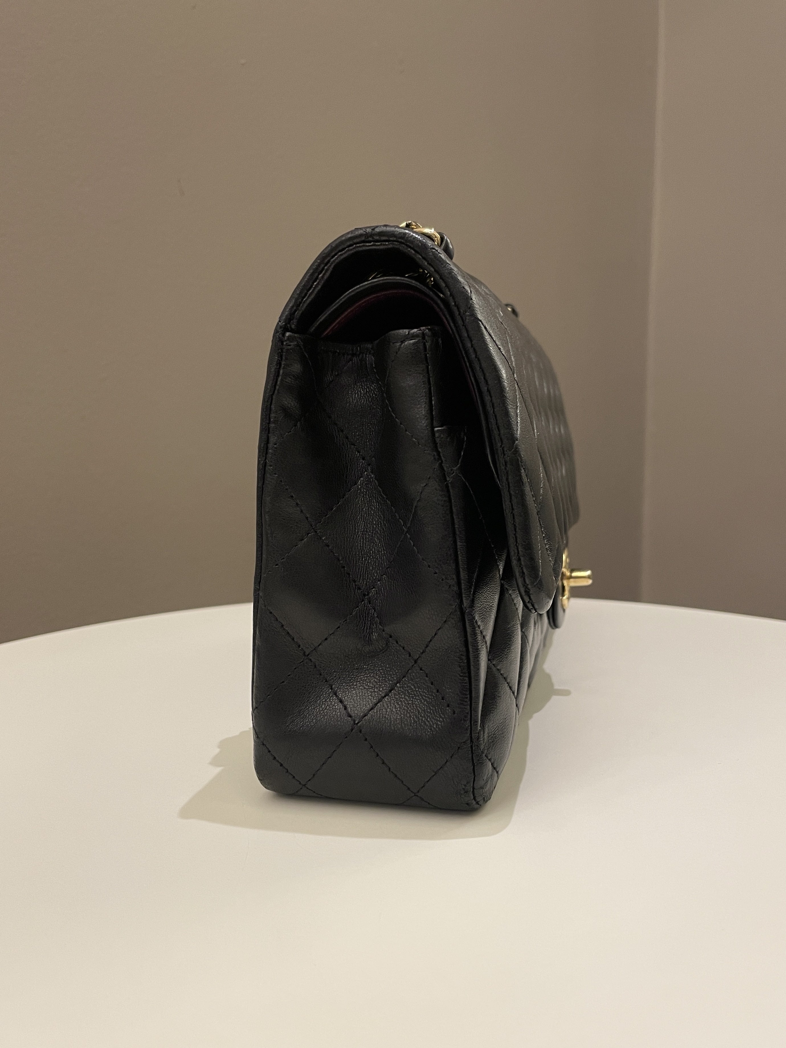 Chanel Classic Quilted Medium Double Flap Black Lambskin