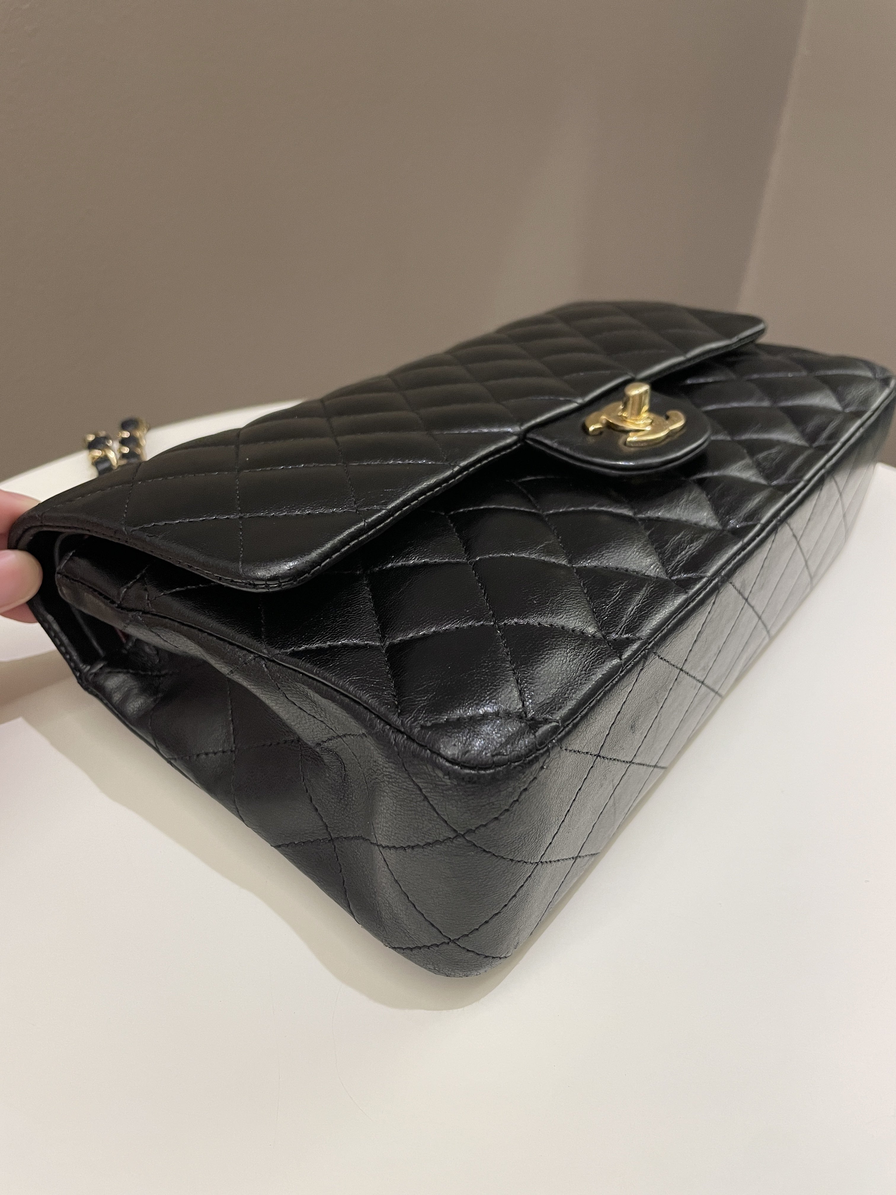 Chanel Classic Quilted Medium Double Flap Black Lambskin