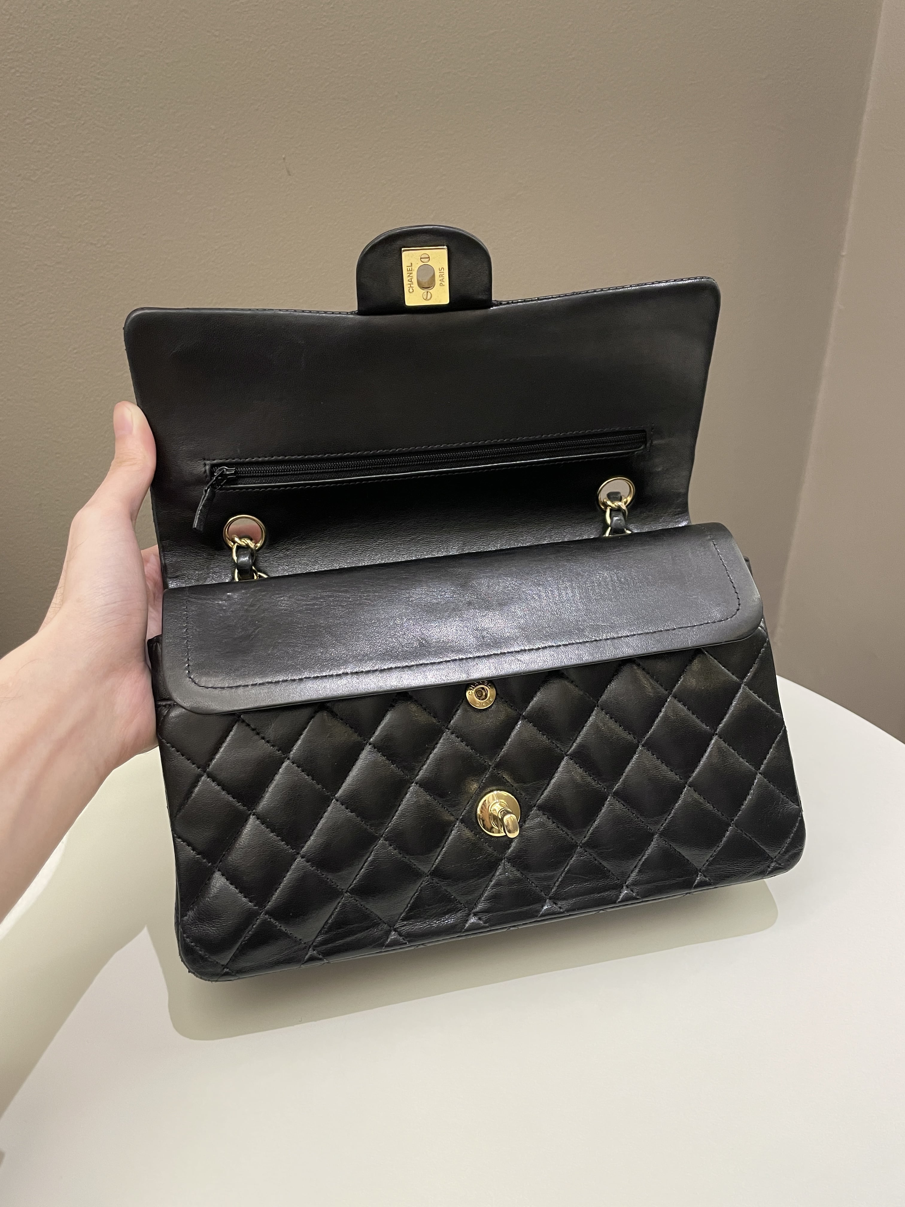 Chanel Classic Quilted Medium Double Flap Black Lambskin