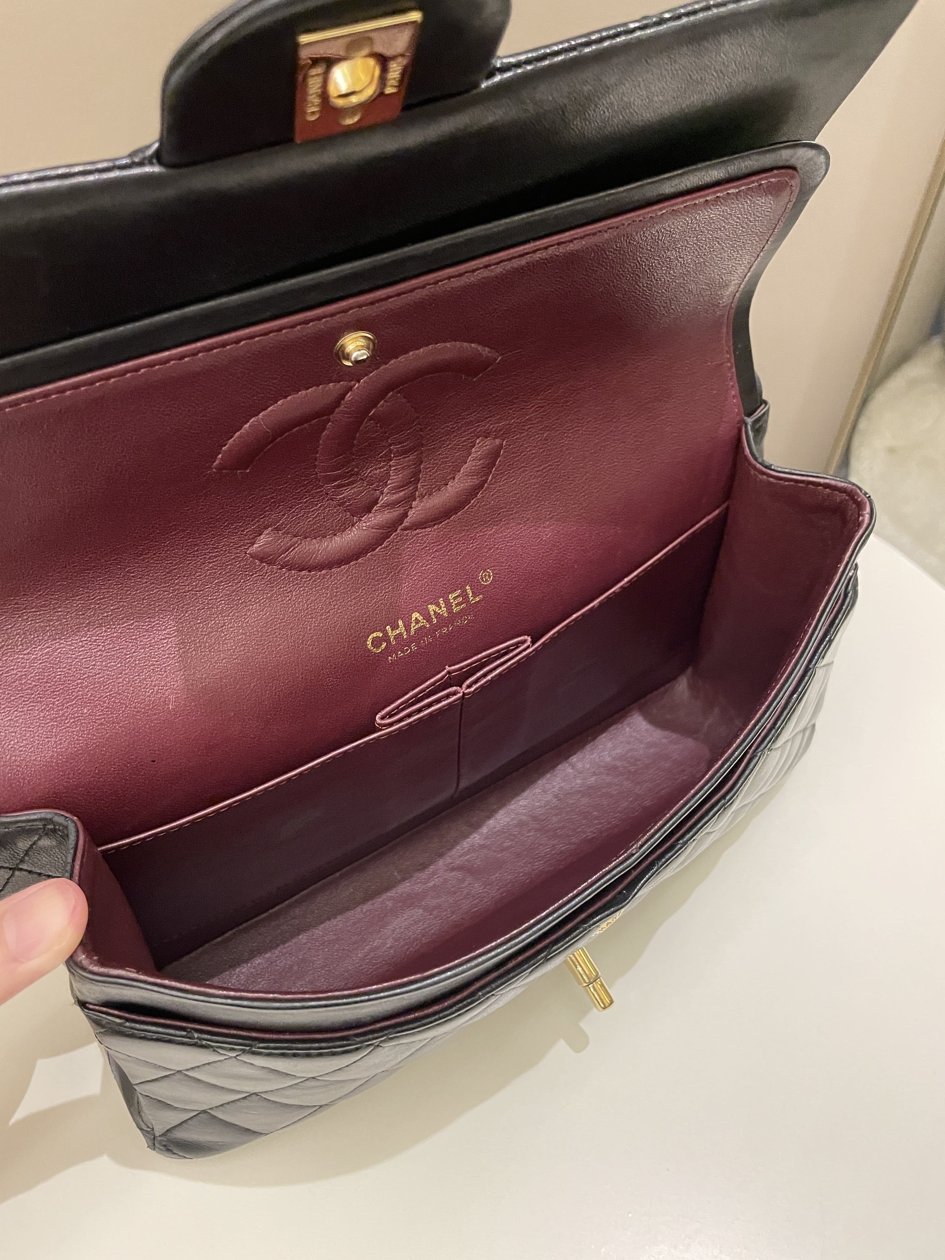 Chanel Classic Quilted Medium Double Flap Black Lambskin