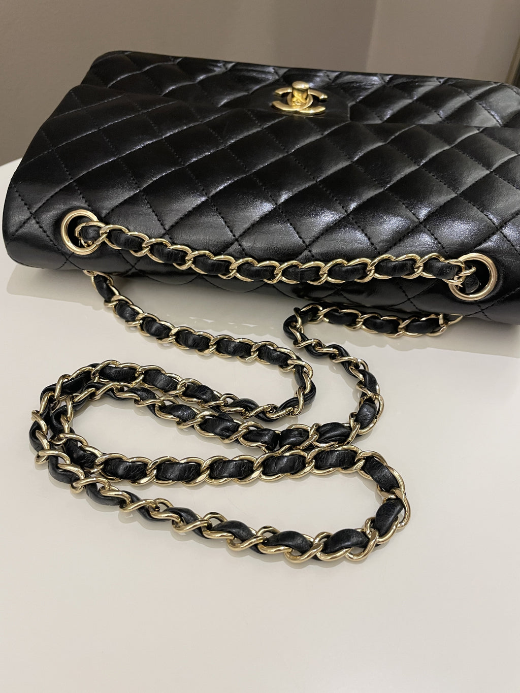 Chanel Classic Quilted Medium Double Flap Black Lambskin