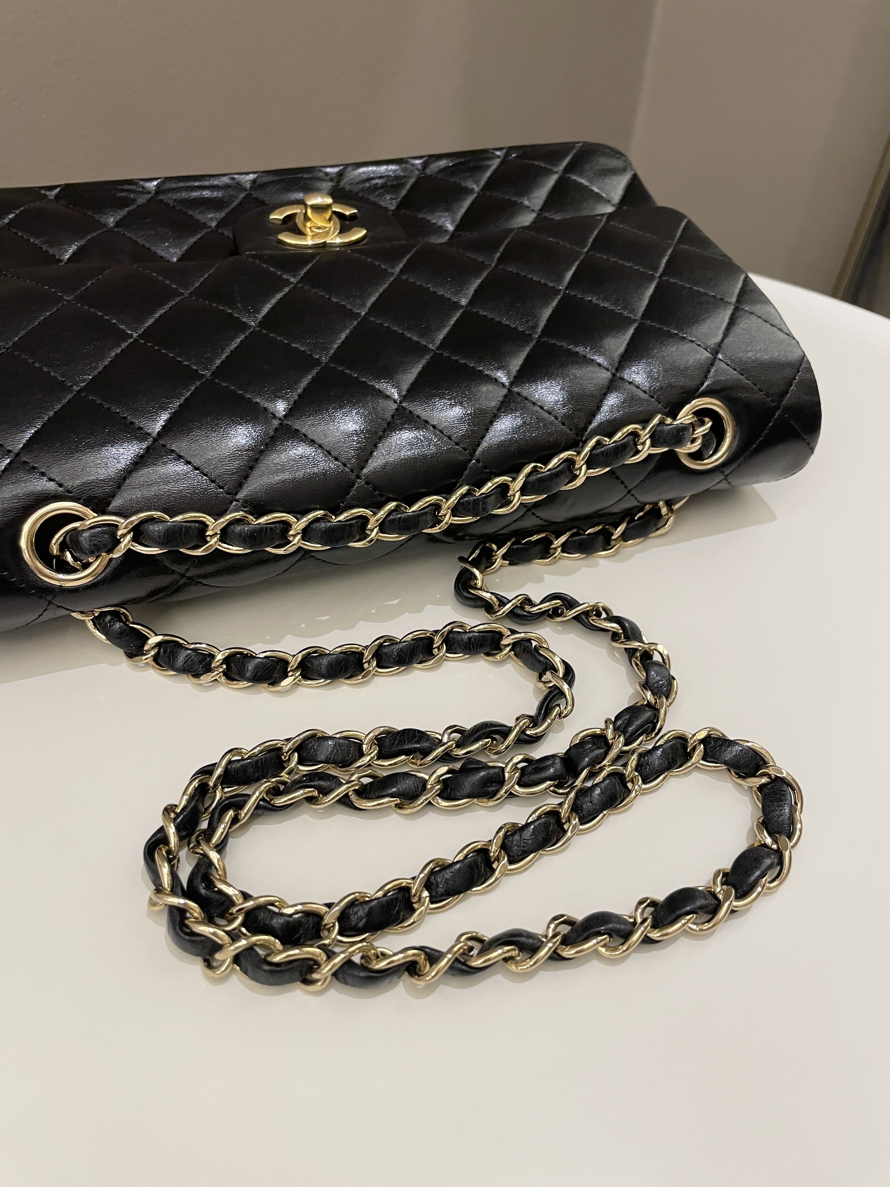 Chanel Classic Quilted Medium Double Flap Black Lambskin