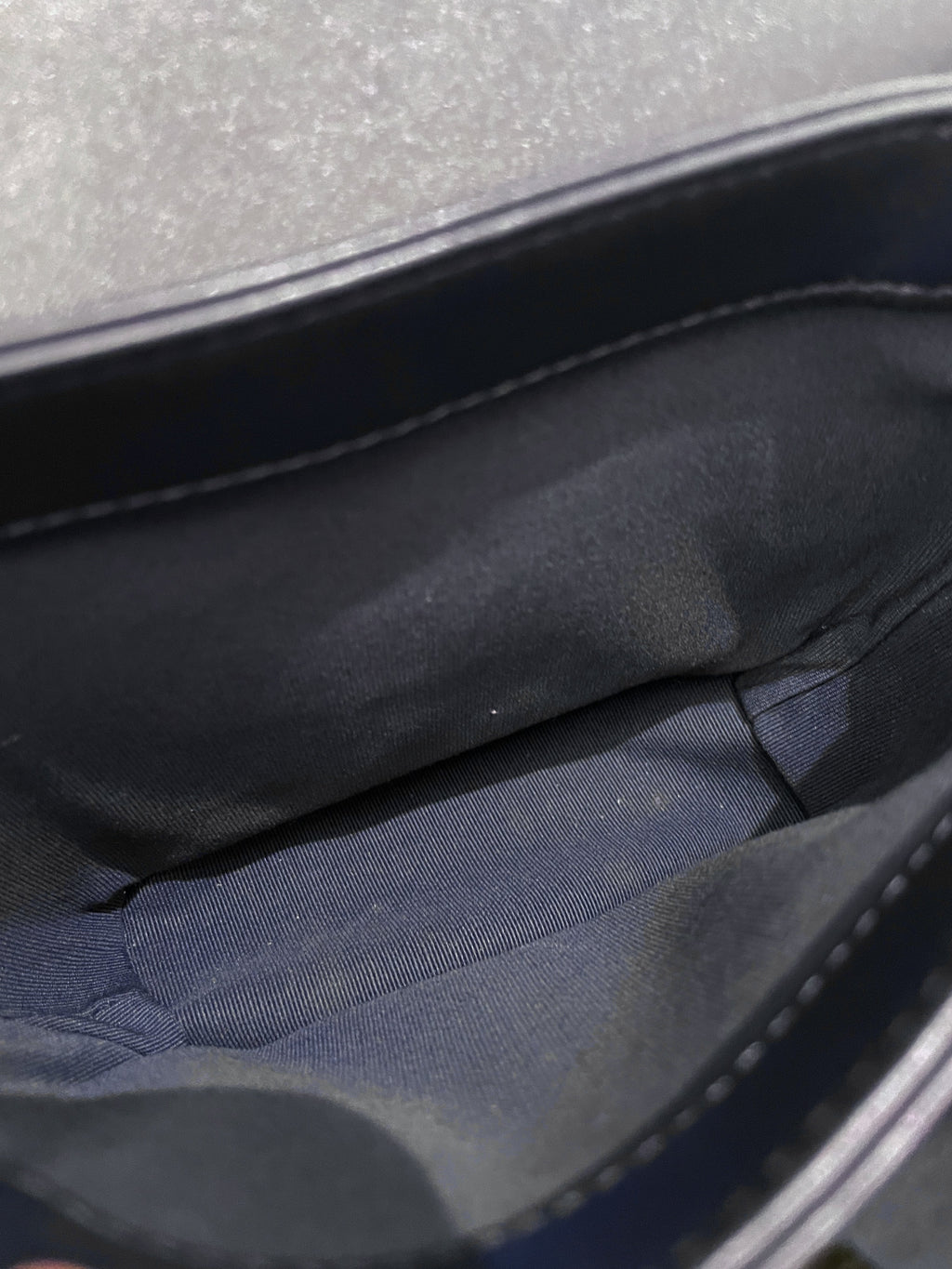 Chanel Chain Top Accordian Bag Navy Calfskin