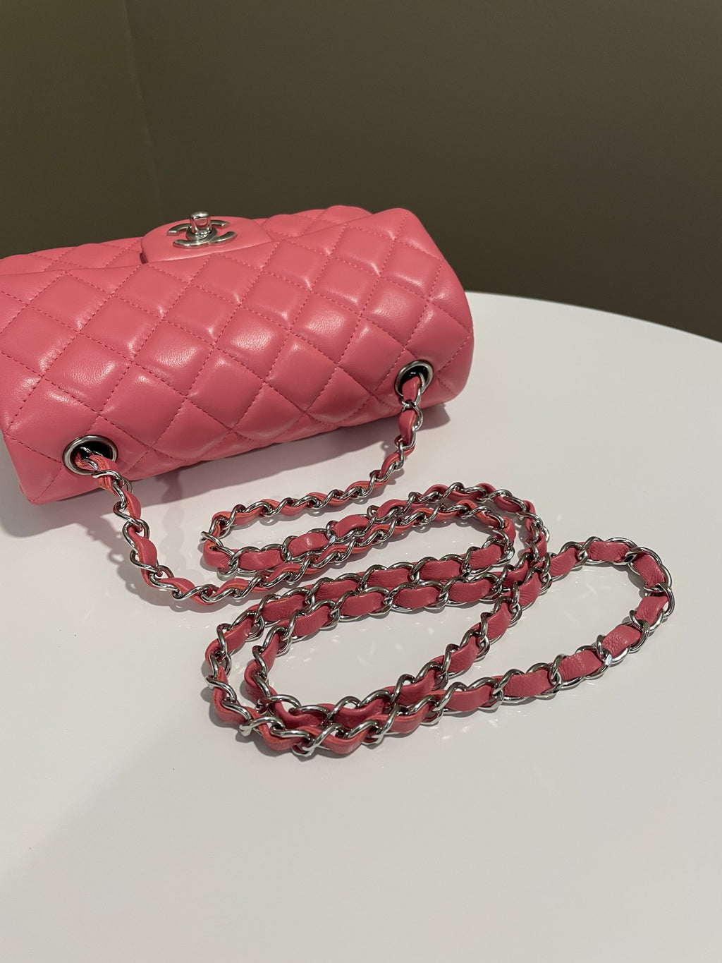 Chanel 23B Quilted Mini Rectangular Pink Lambskin