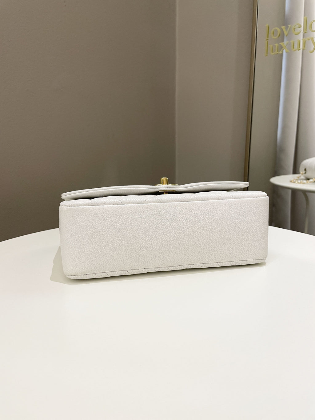 Chanel Vintage Quilted Diana Flap Bag White Caviar