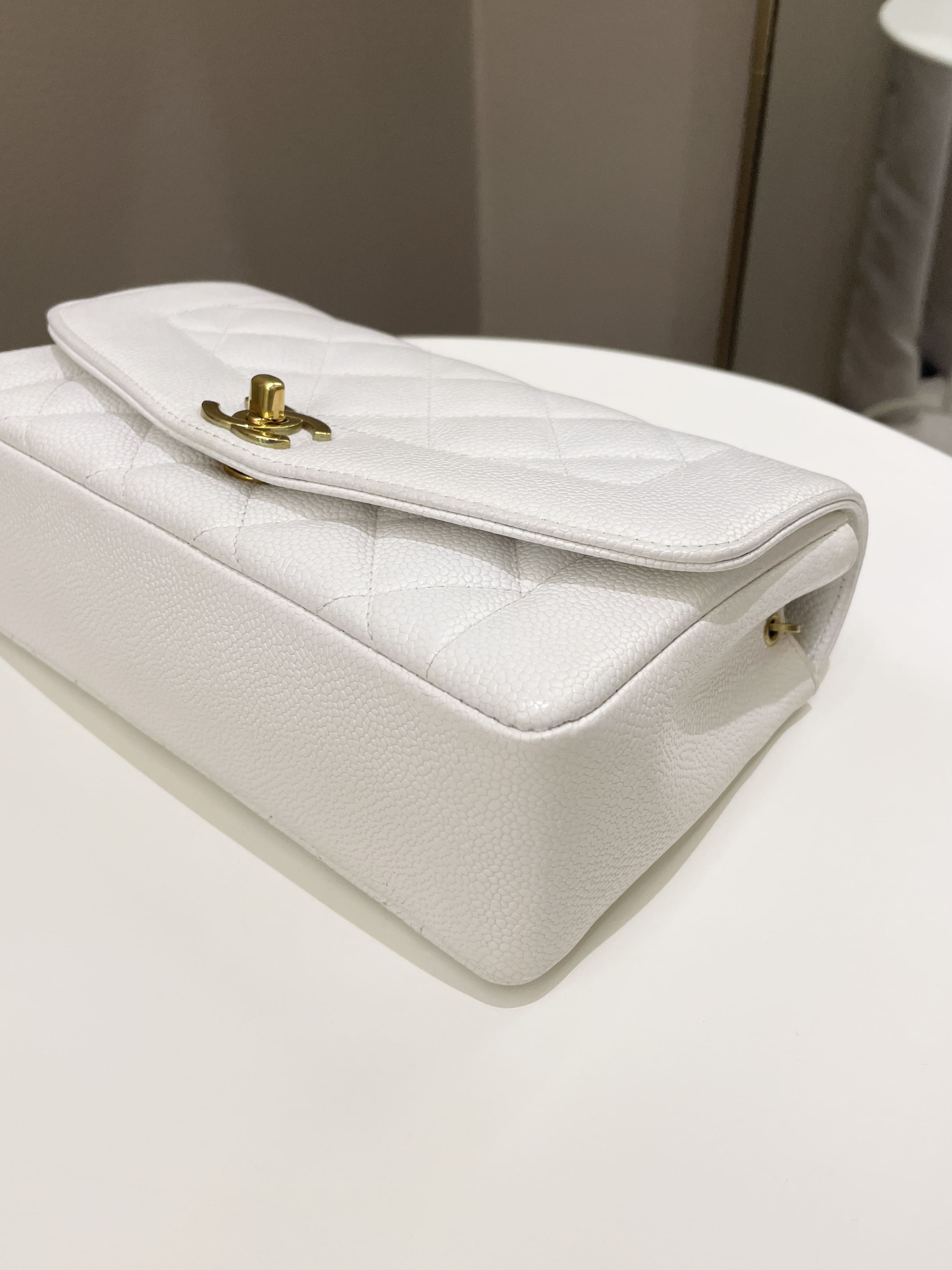 Chanel Vintage Quilted Diana Flap Bag White Caviar