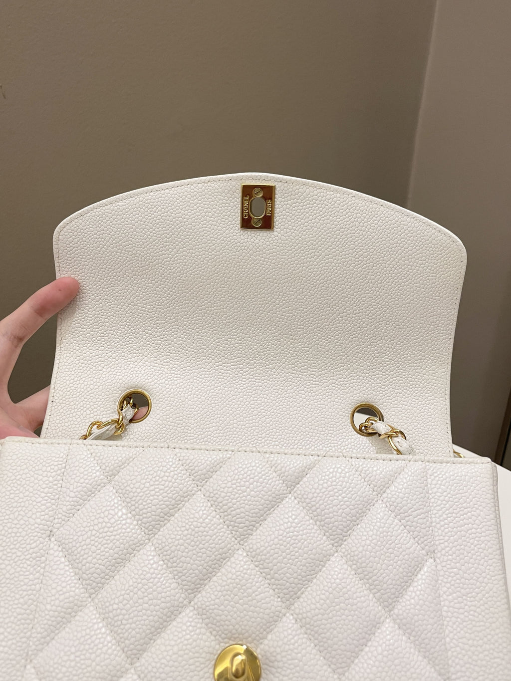 Chanel Vintage Quilted Diana Flap Bag White Caviar