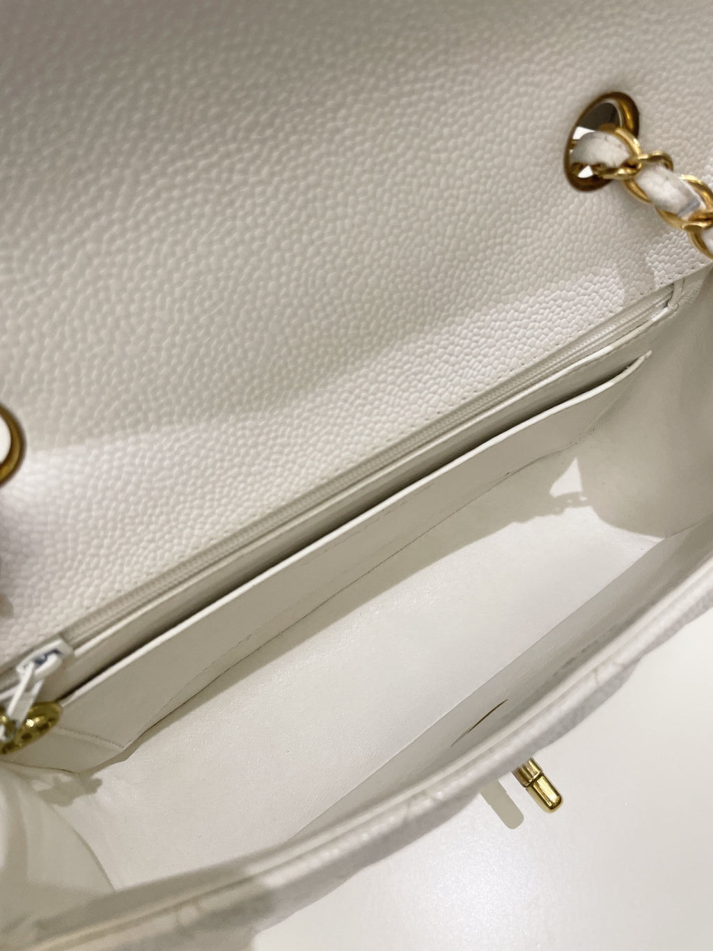 Chanel Vintage Quilted Diana Flap Bag White Caviar