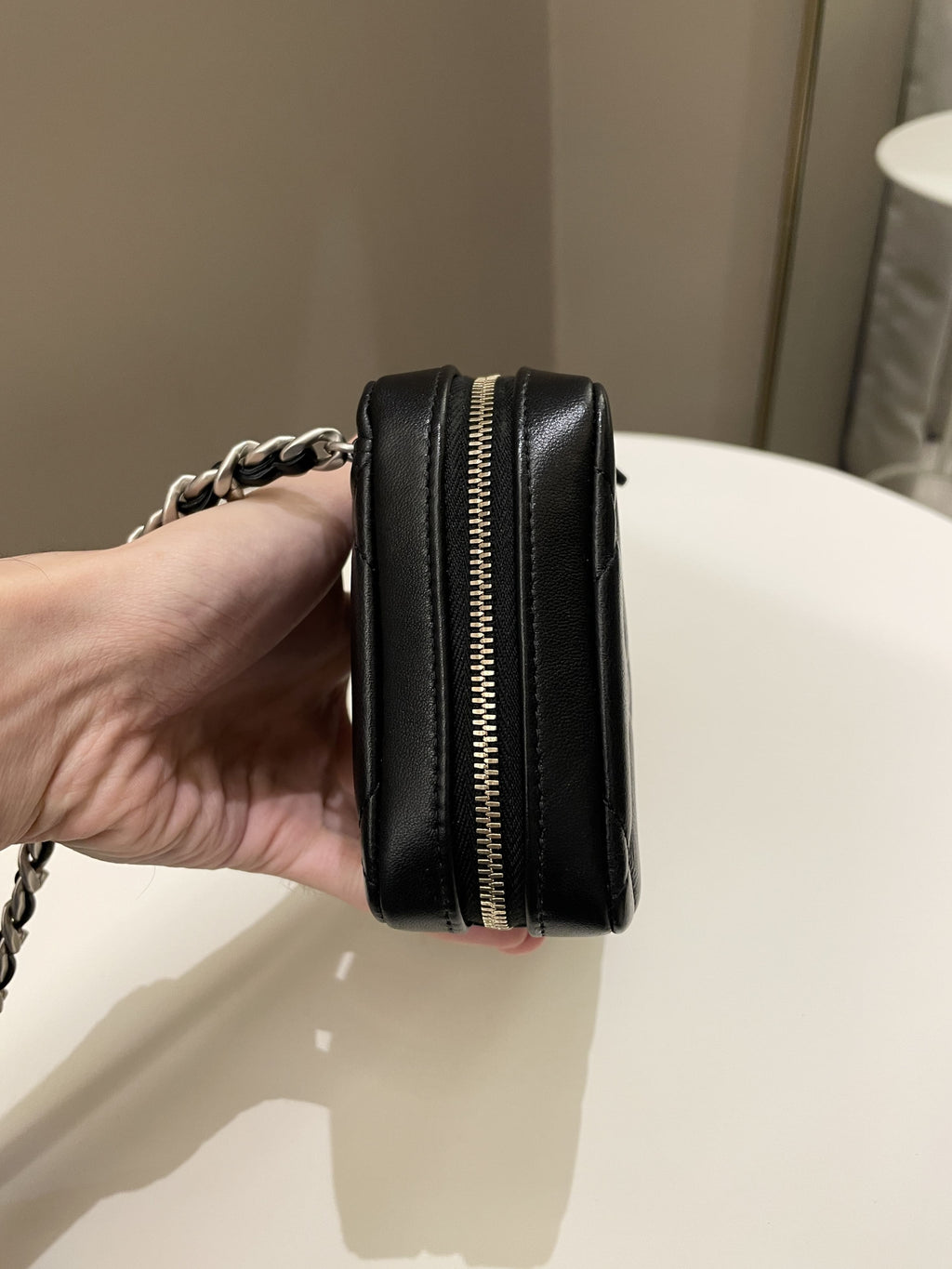 Chanel 19 Quilted Camera Sling Bag Black Lambskin