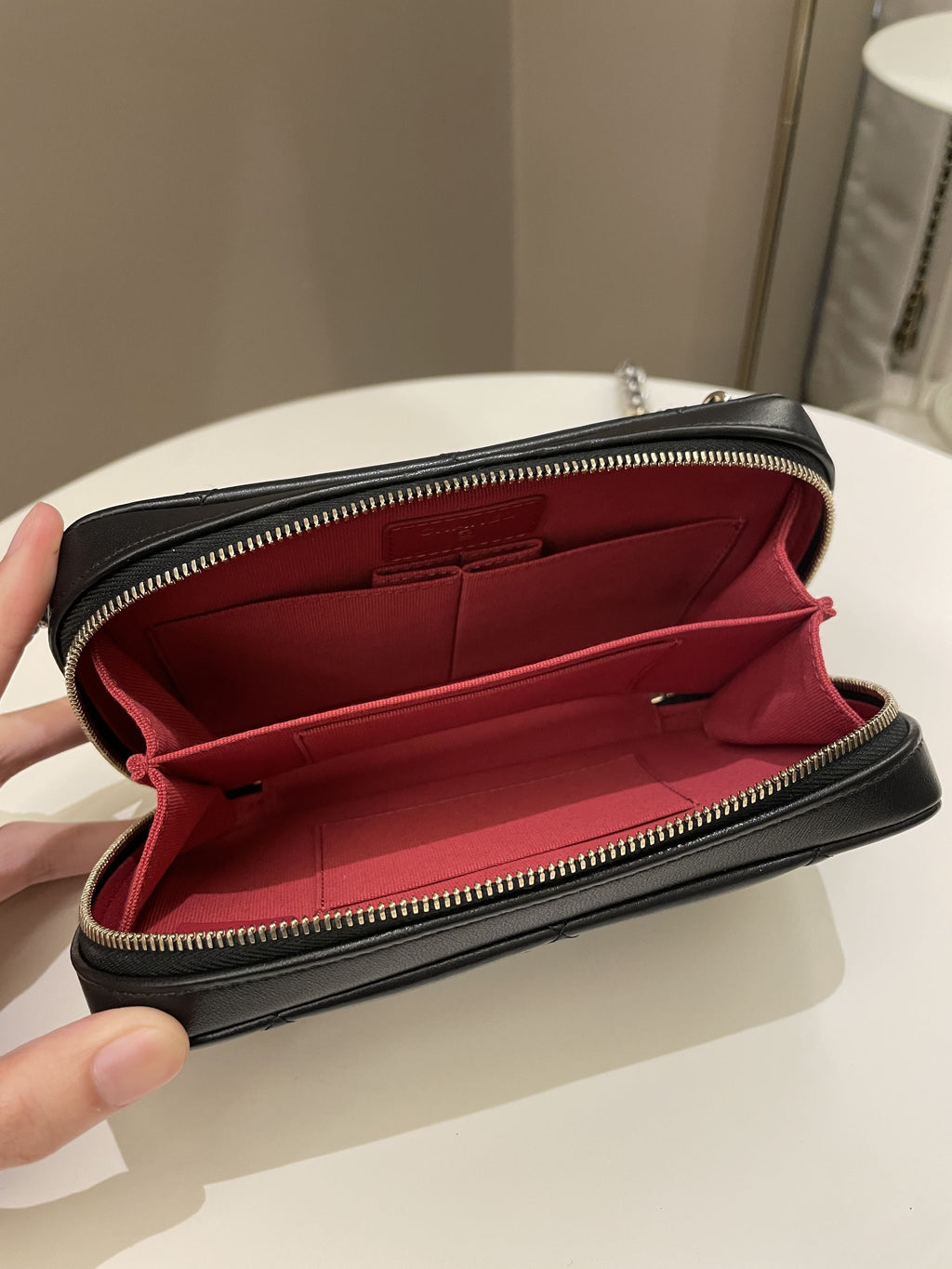 Chanel 19 Quilted Camera Sling Bag Black Lambskin