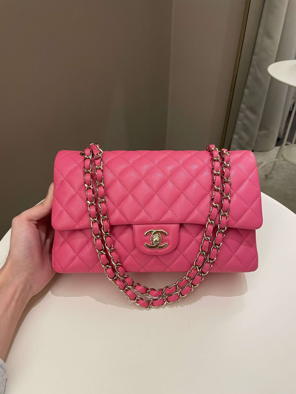 Chanel Classic Quilted Medium Double Flap Bubblegum Pink Caviar