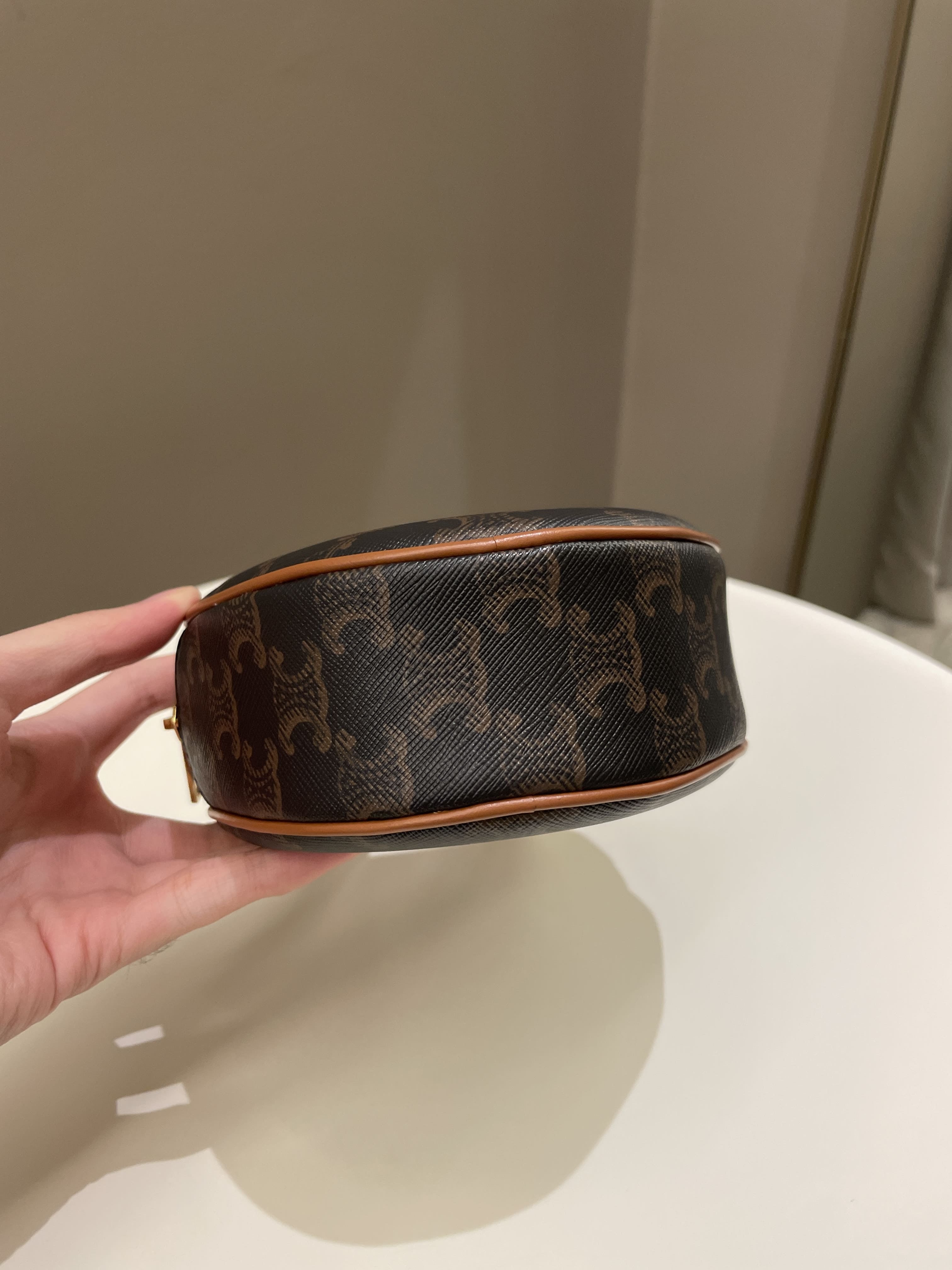 Celine Heart Triomphe Bag Tan Canvas/ Calfskin