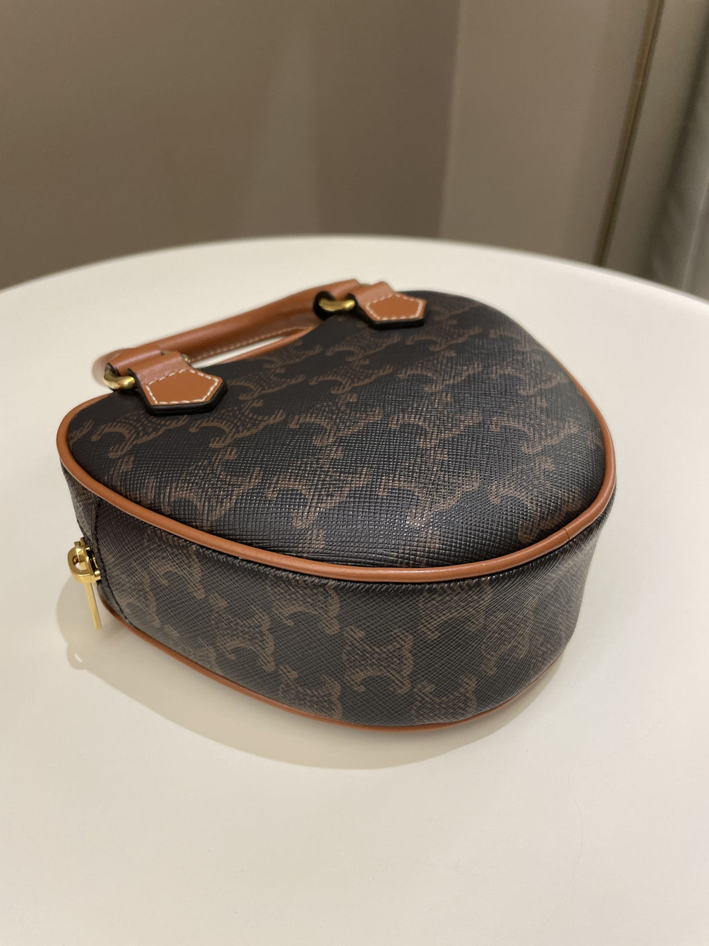Celine Heart Triomphe Bag Tan Canvas/ Calfskin