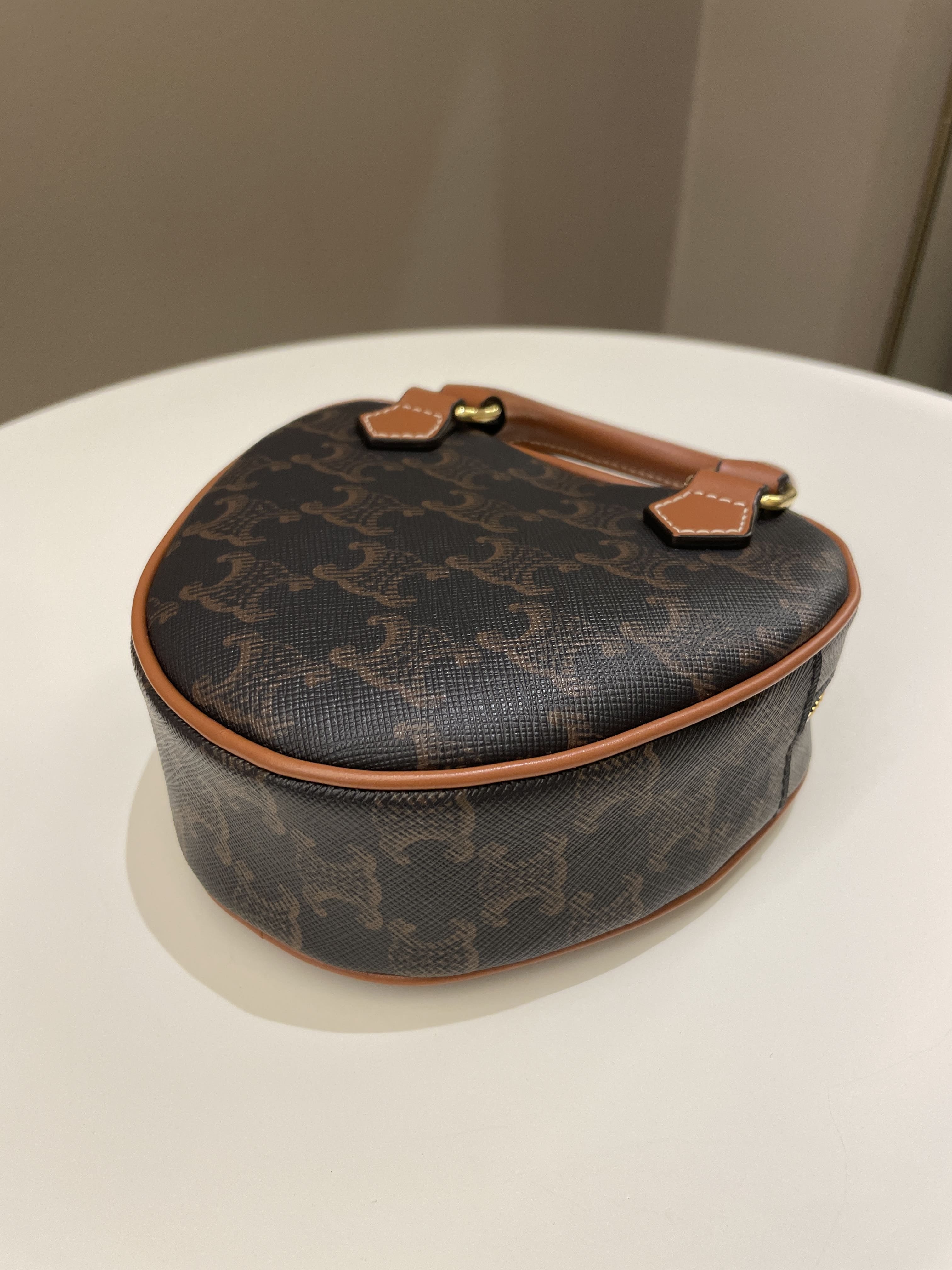 Celine Heart Triomphe Bag Tan Canvas/ Calfskin