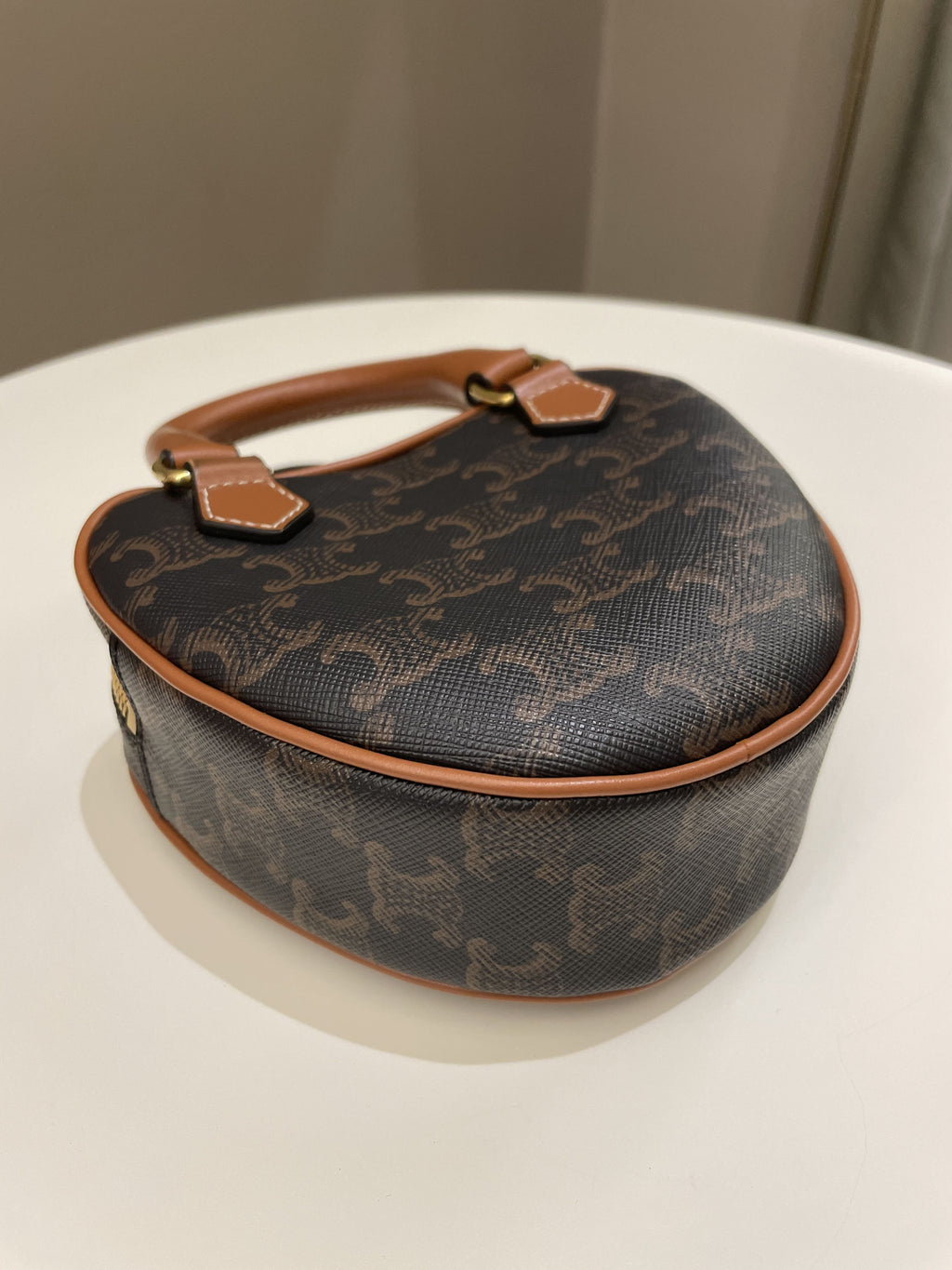 Celine Heart Triomphe Bag Tan Canvas/ Calfskin
