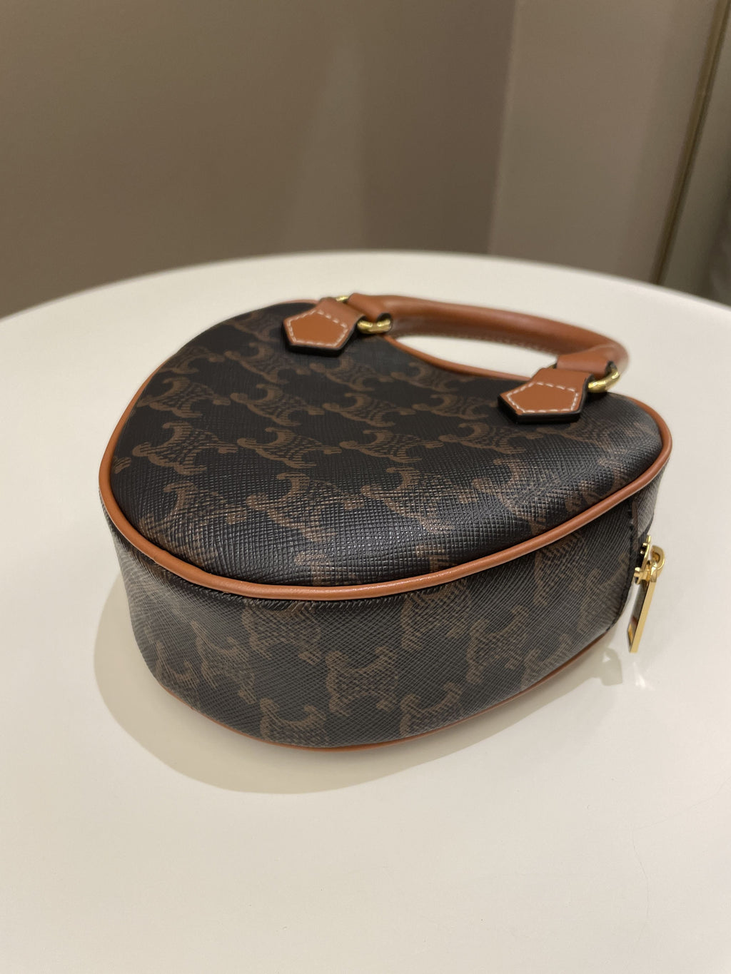 Celine Heart Triomphe Bag Tan Canvas/ Calfskin