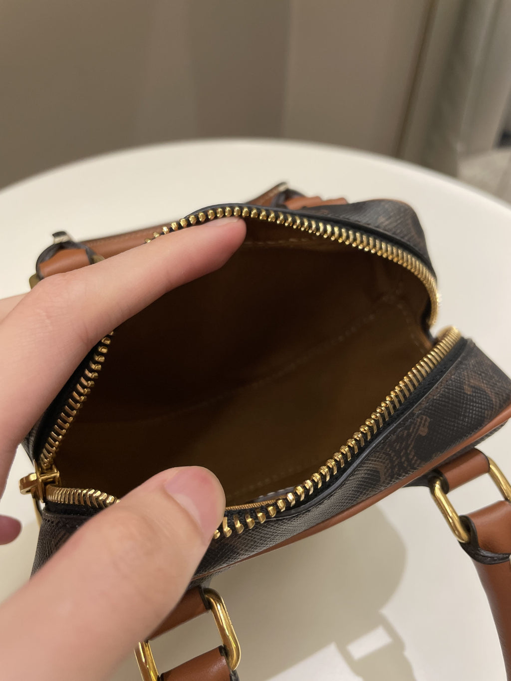 Celine Heart Triomphe Bag Tan Canvas/ Calfskin