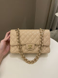 Chanel Classic Medium Double Flap Beige Clair Caviar