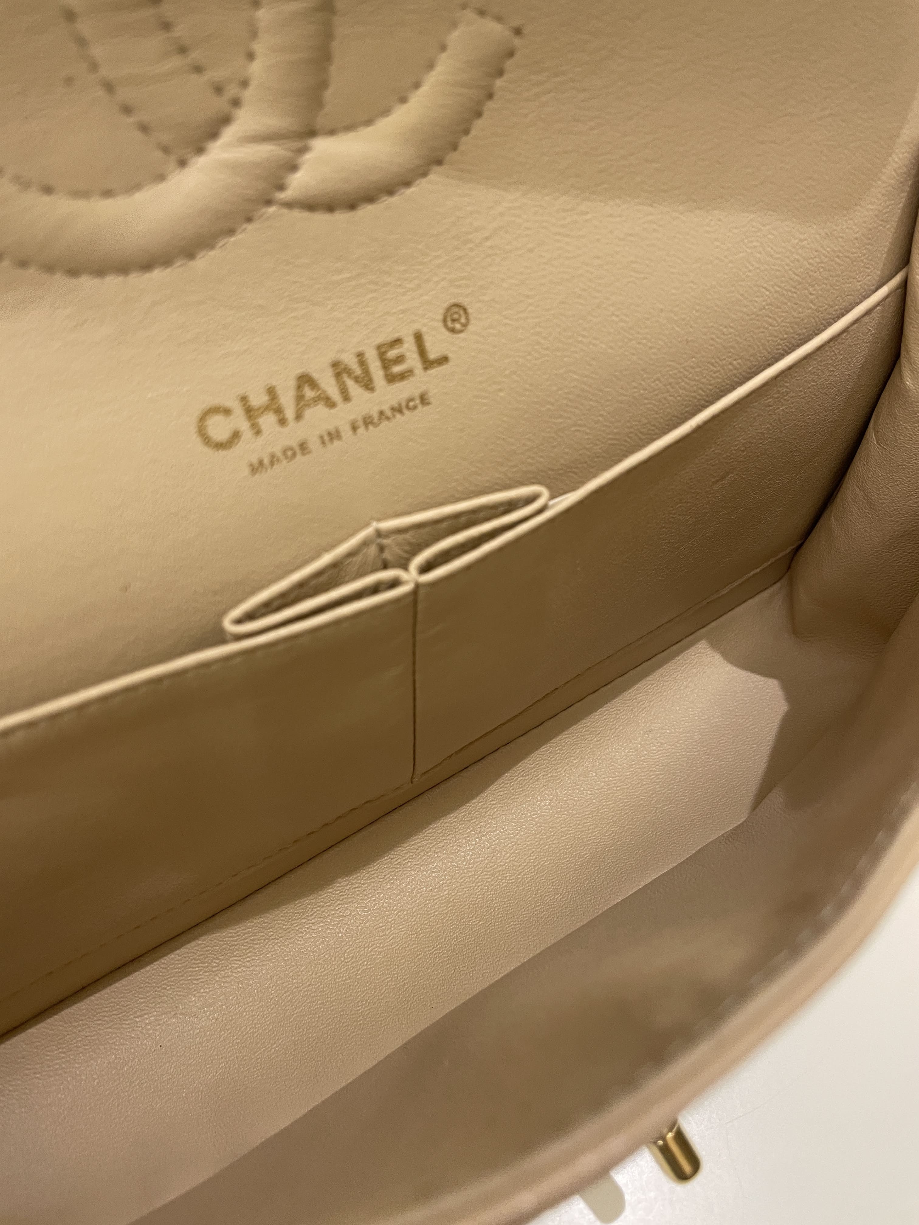 Chanel Classic Medium Double Flap Beige Clair Caviar