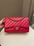 Chanel Classic Quilted Jumbo Double Flap Red Lambskin