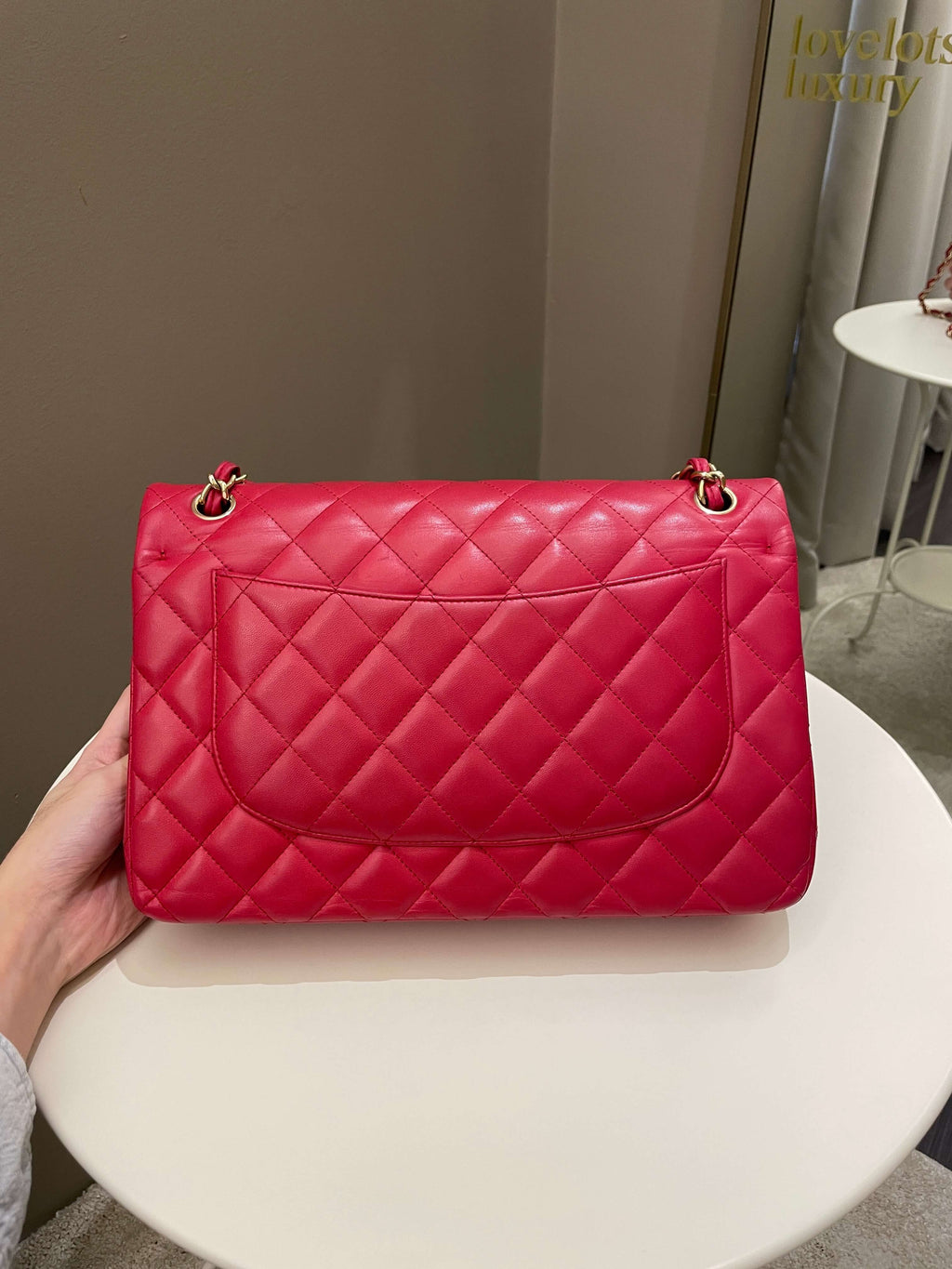 Chanel Classic Quilted Jumbo Double Flap Red Lambskin