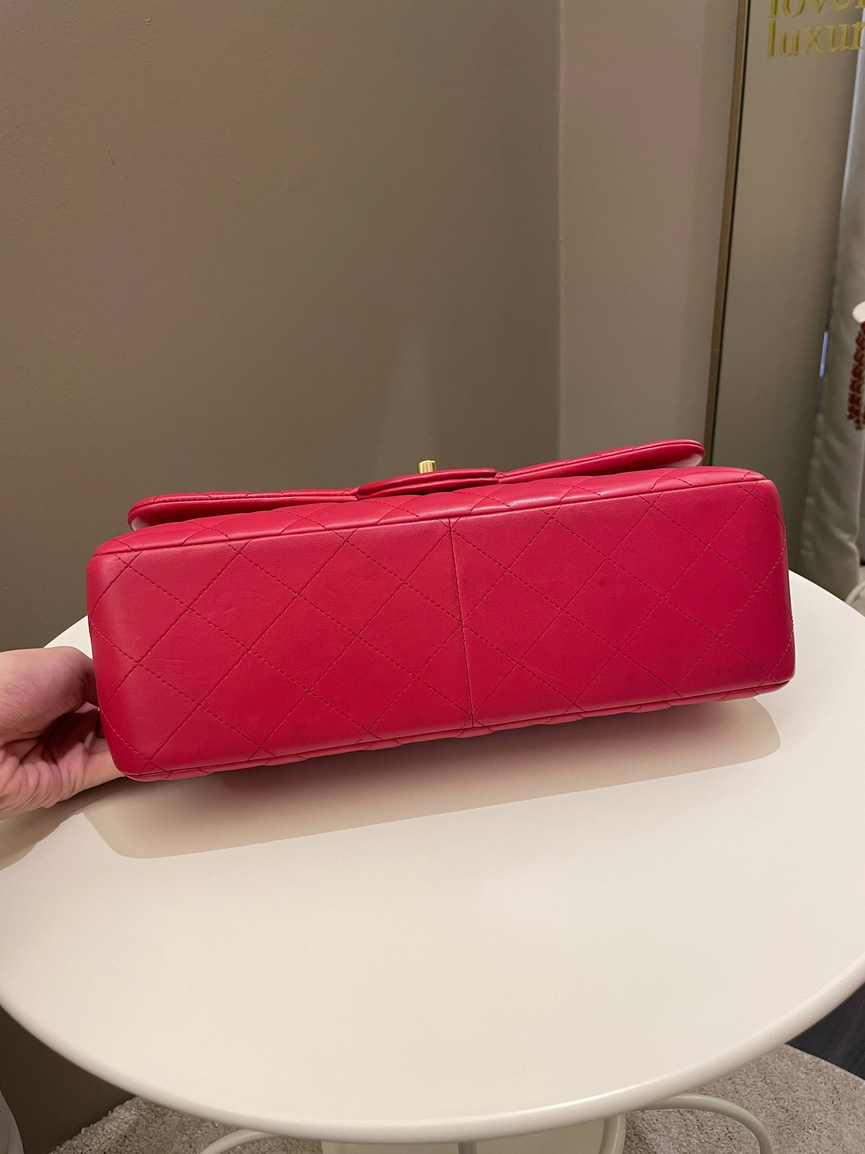Chanel Classic Quilted Jumbo Double Flap Red Lambskin