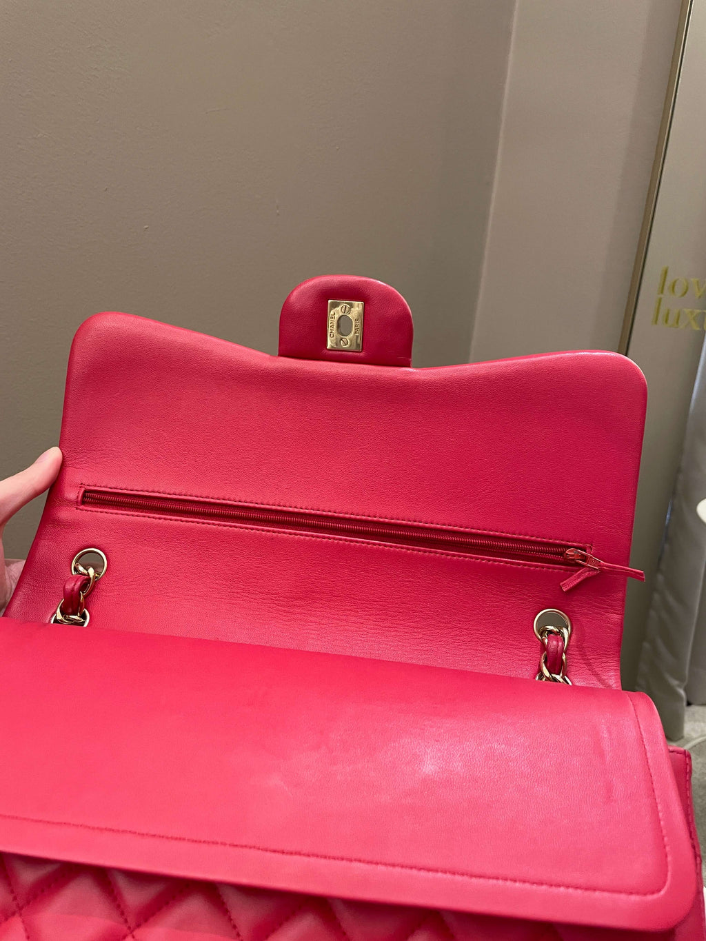 Chanel Classic Quilted Jumbo Double Flap Red Lambskin