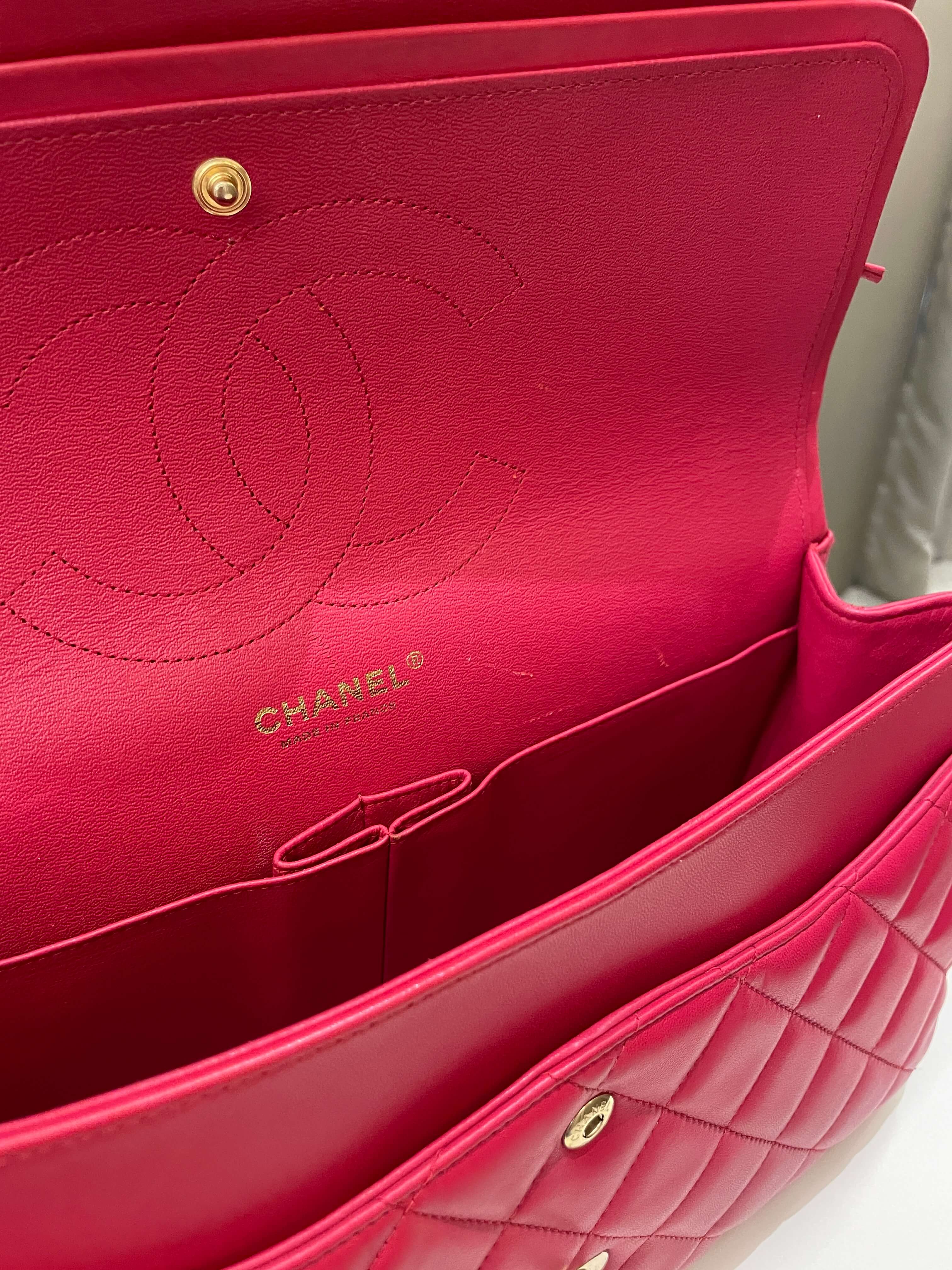 Chanel Classic Quilted Jumbo Double Flap Red Lambskin