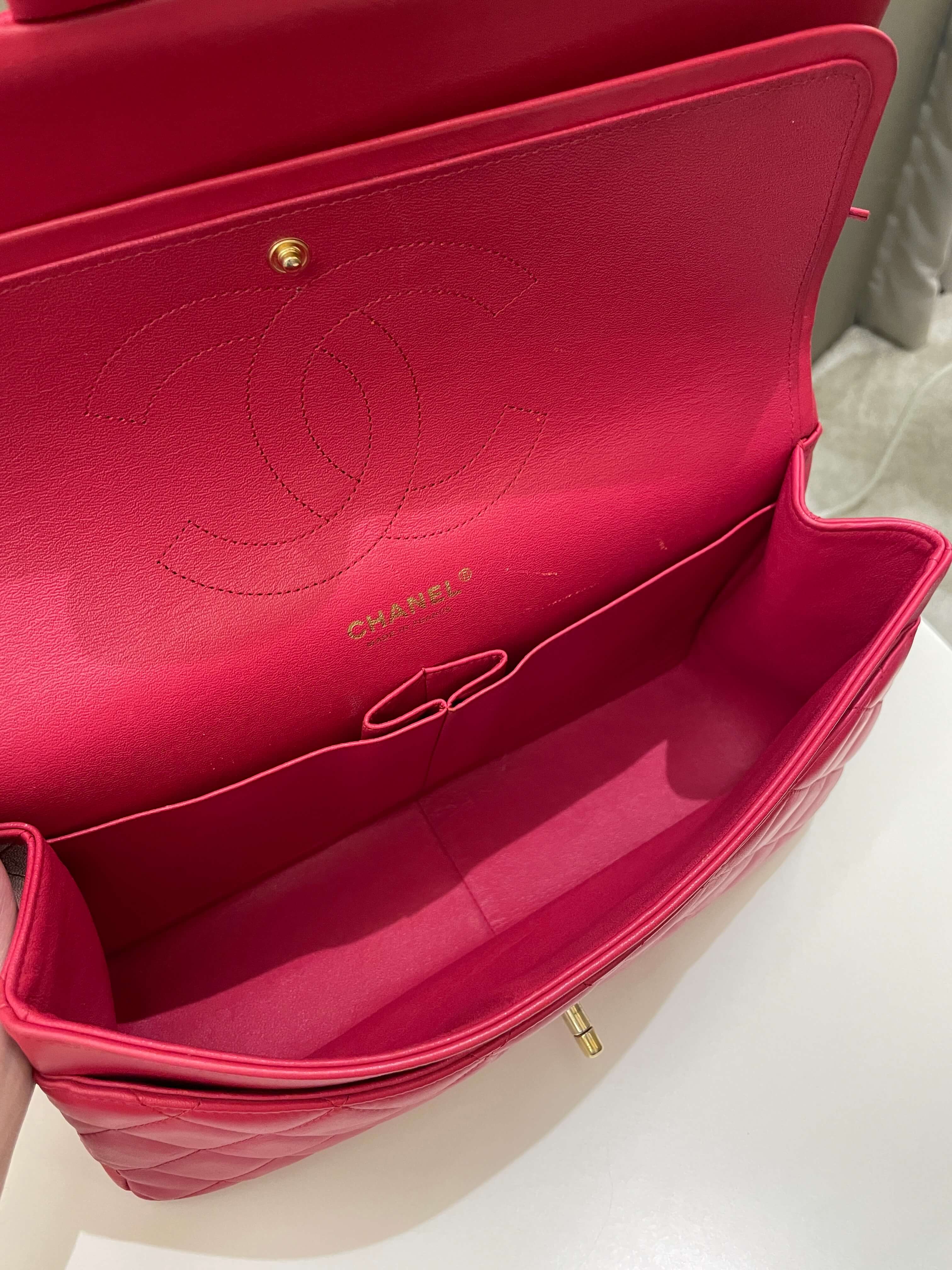 Chanel Classic Quilted Jumbo Double Flap Red Lambskin