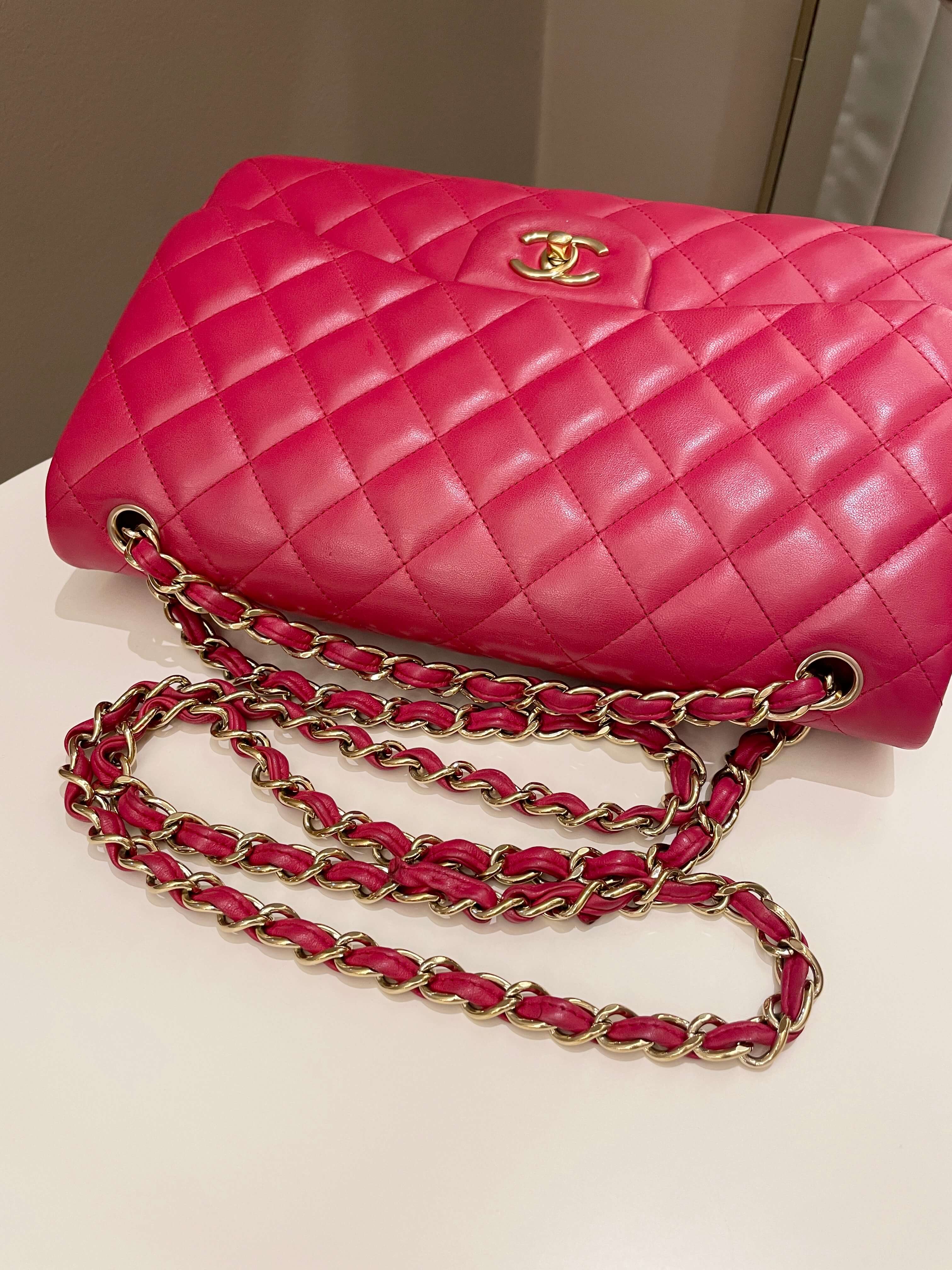Chanel Classic Quilted Jumbo Double Flap Red Lambskin